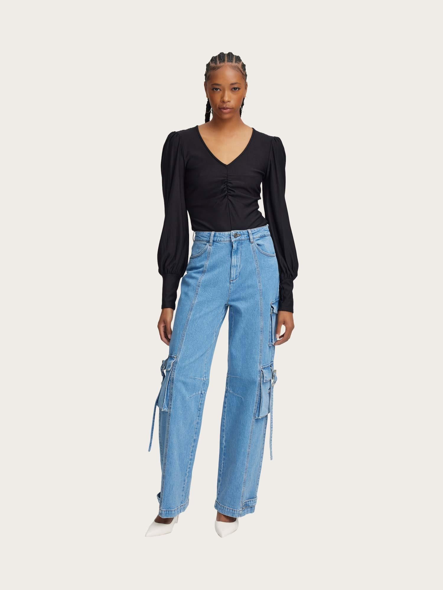 Zoy Cargo Pants - Mid Blue Washed