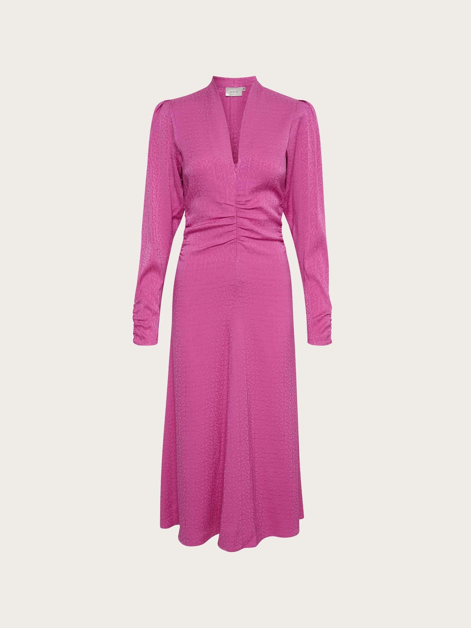 Brina Midi V-neck Dress - Super Pink