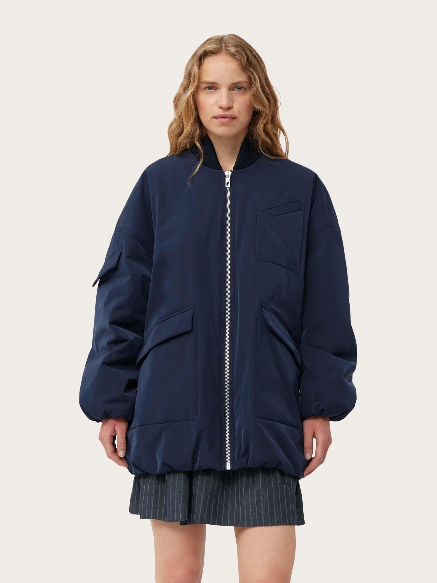 F8804 Light Twill Oversized Bomber Jacket - Sky Captain