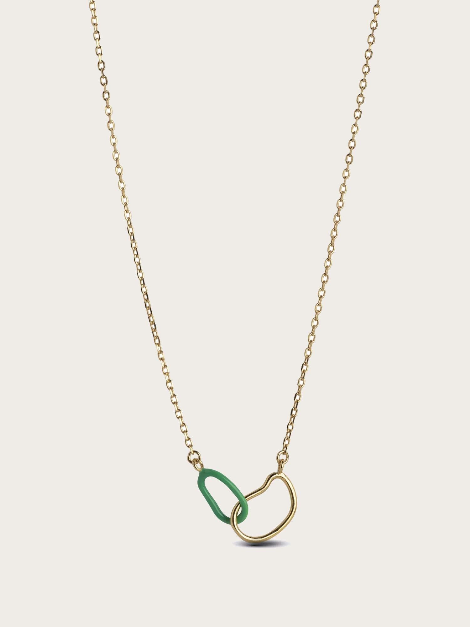 Necklace Organic Double Circle - Grass Green