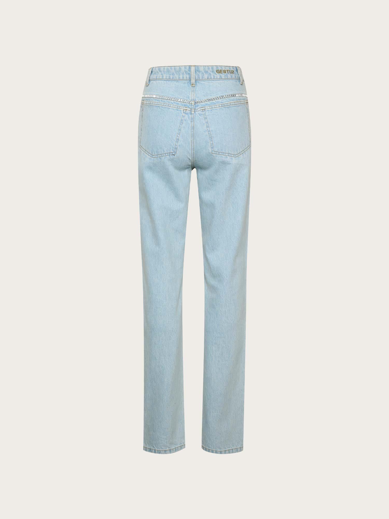 Gestuz CALIA - Straight leg jeans - light blue/light-blue denim