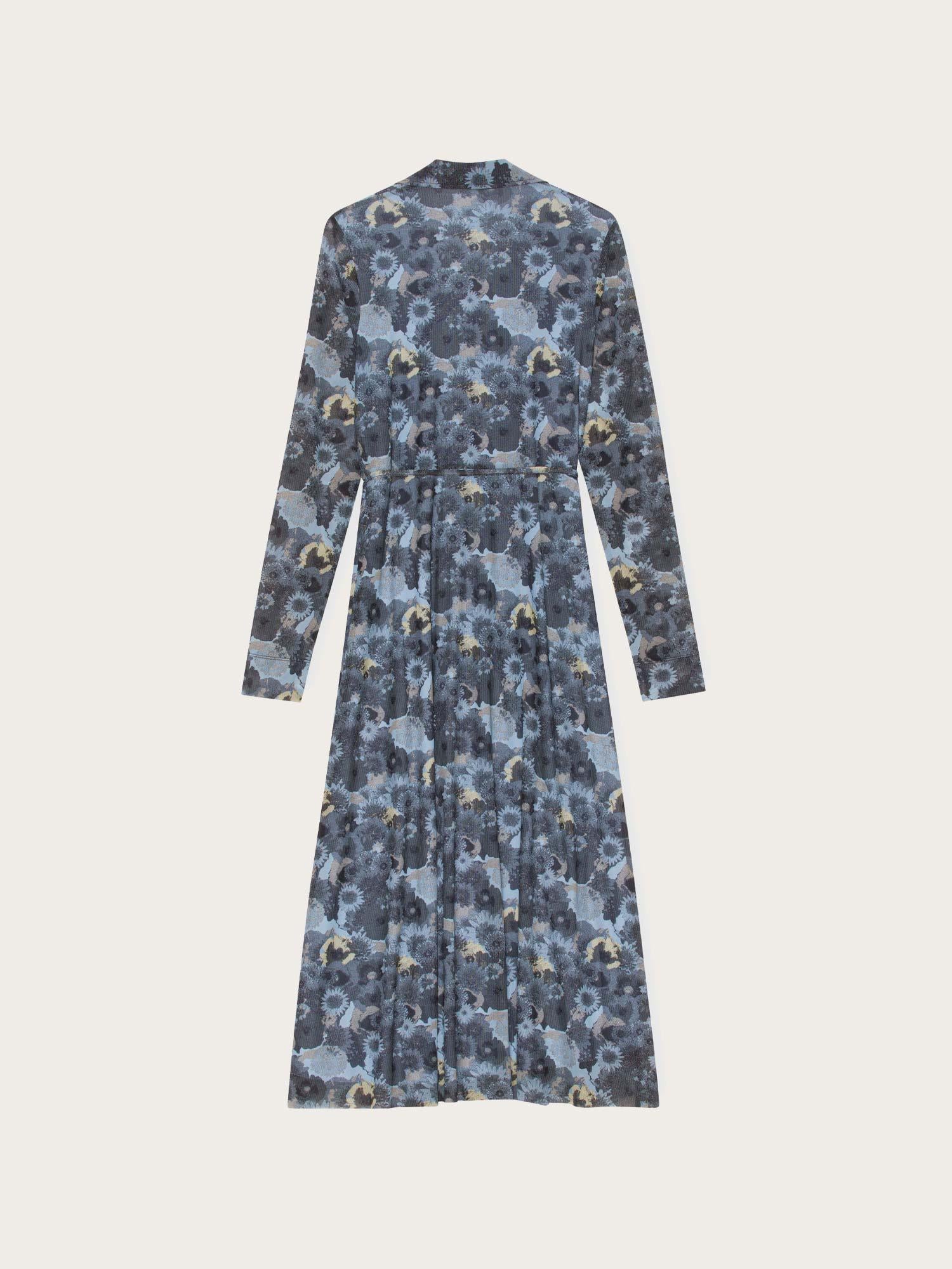 Dress - | Mesh Wrap Blue T3337 Brunnera Printed GANNI QOMO – Oslo
