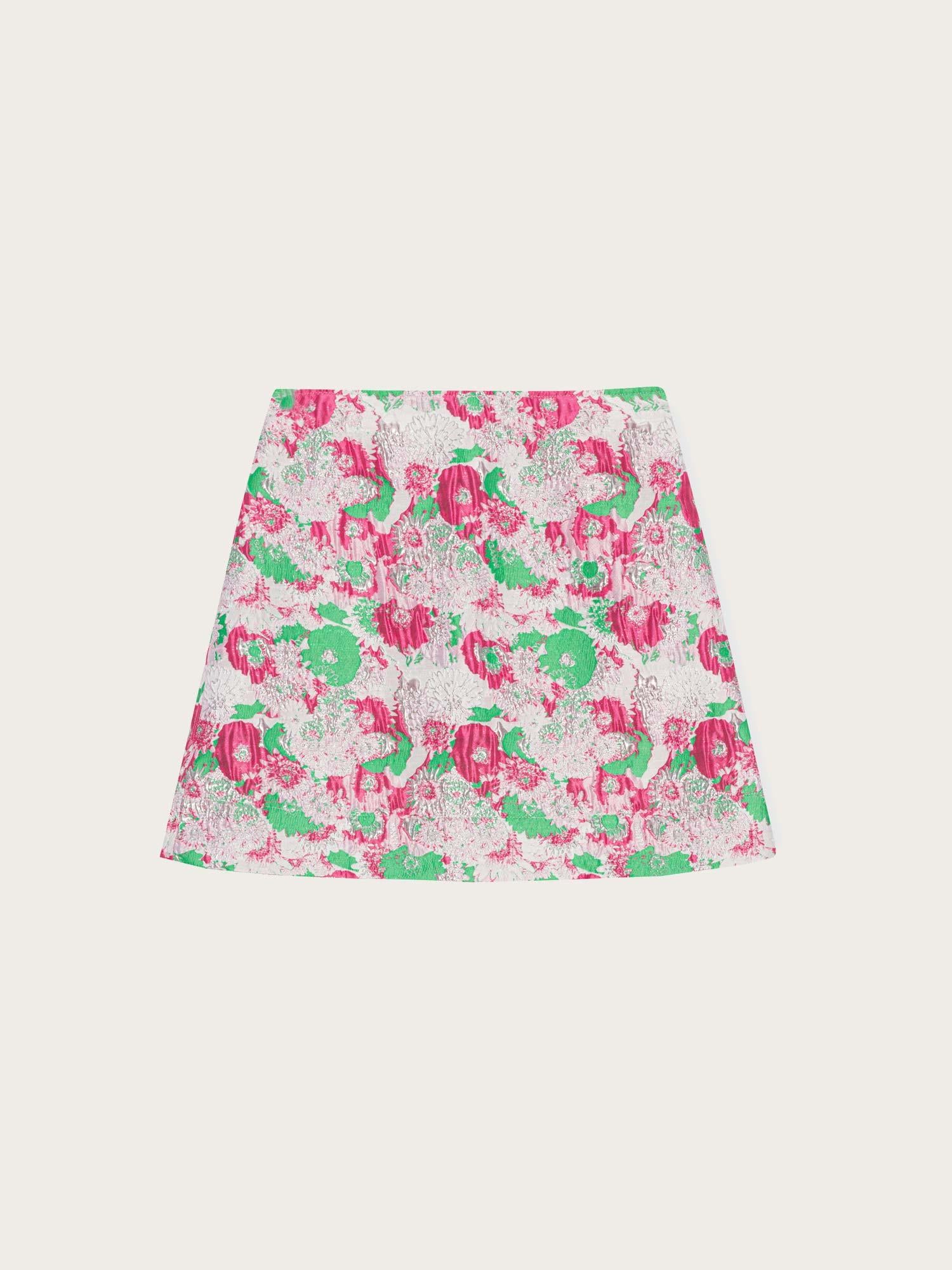 F7483 3D Jacquard Mini Skirt - Sugar Plum