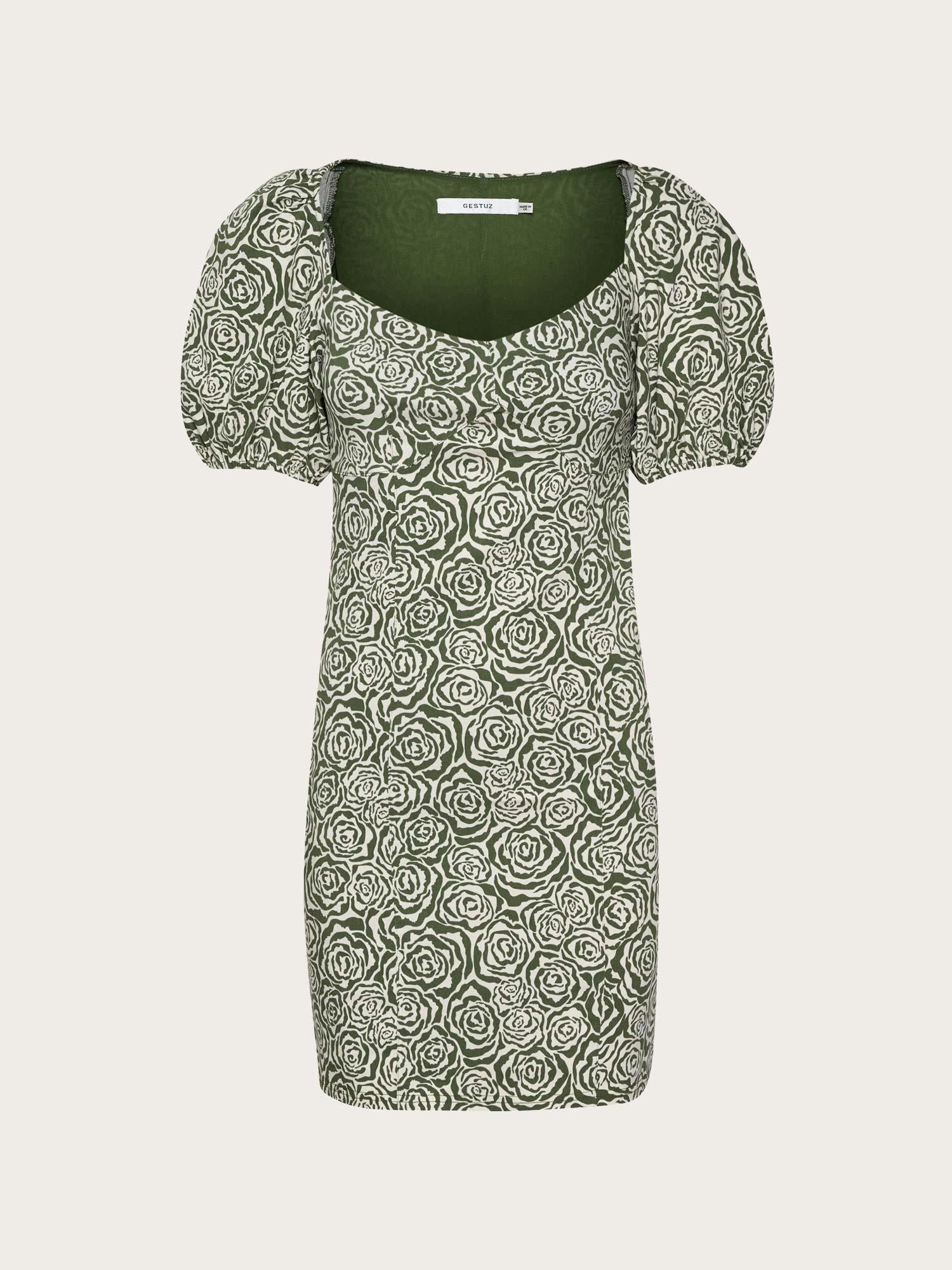 Rosille Short Dress - Chive Green Rose