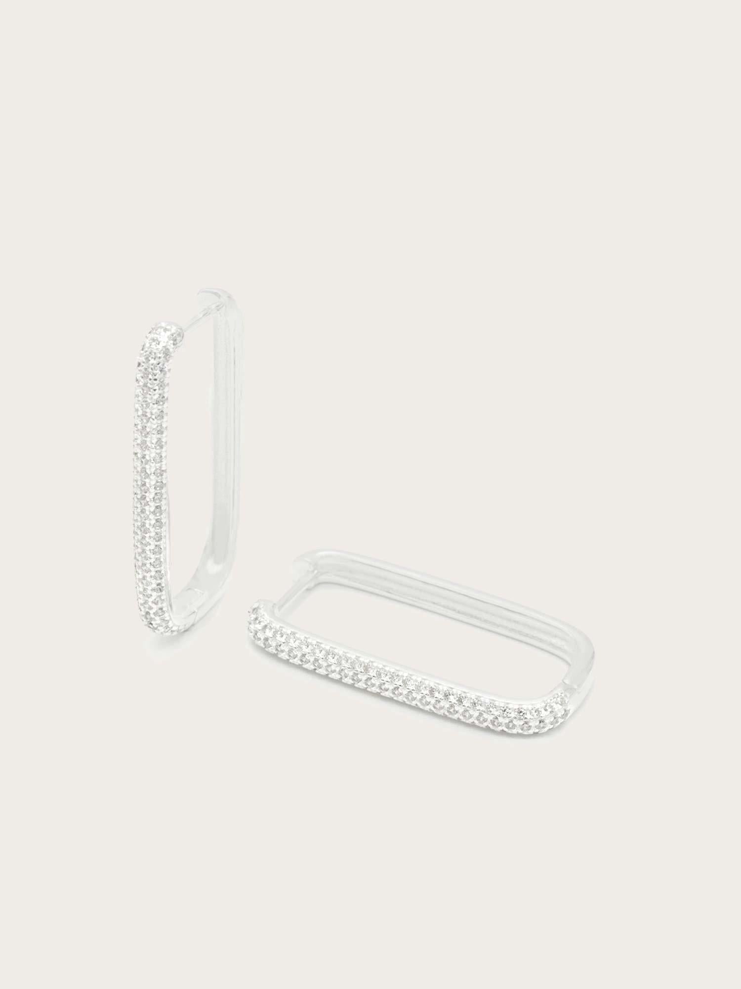 Diamond Edge Hoops - Silver