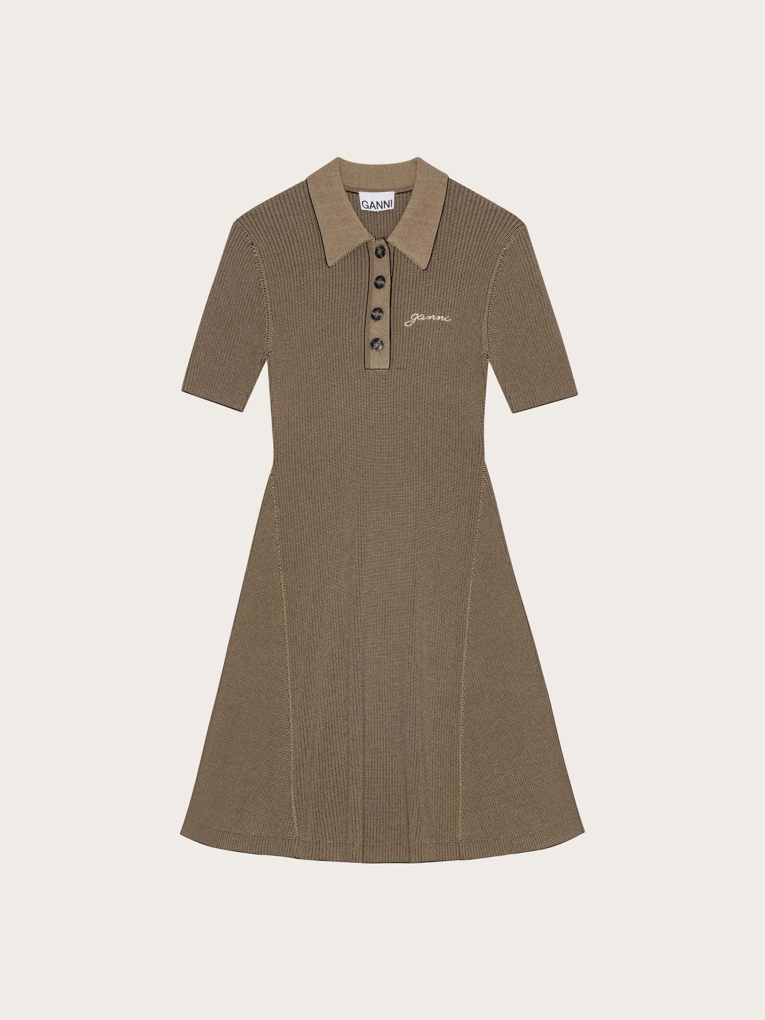 K2194 Melange Knit Mini Dress - Safari