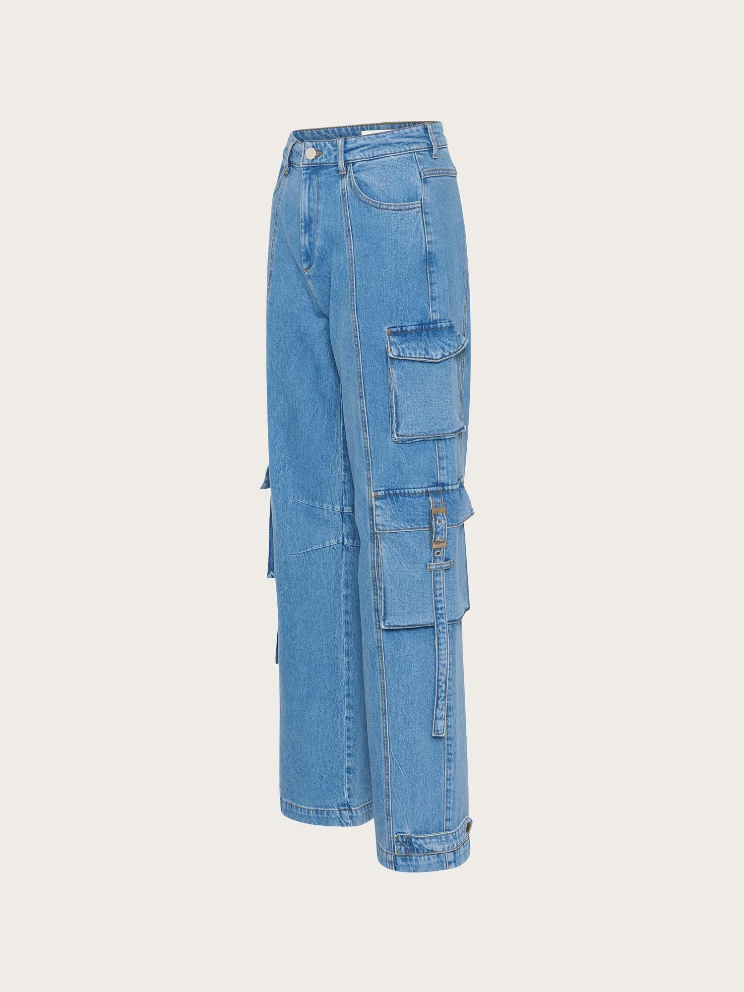Zoy Cargo Pants - Mid Blue Washed