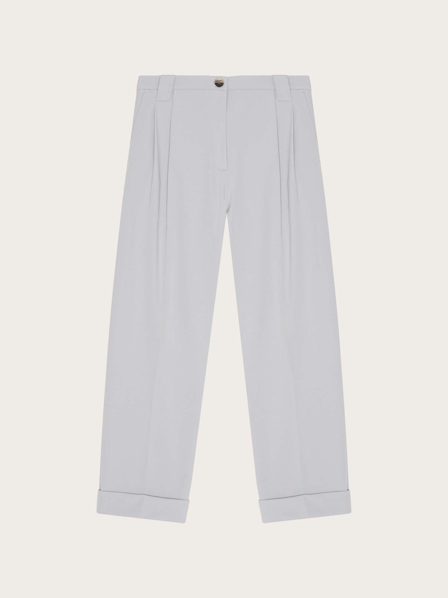 F7581 Twill Suiting Pleated Pants - High Rise