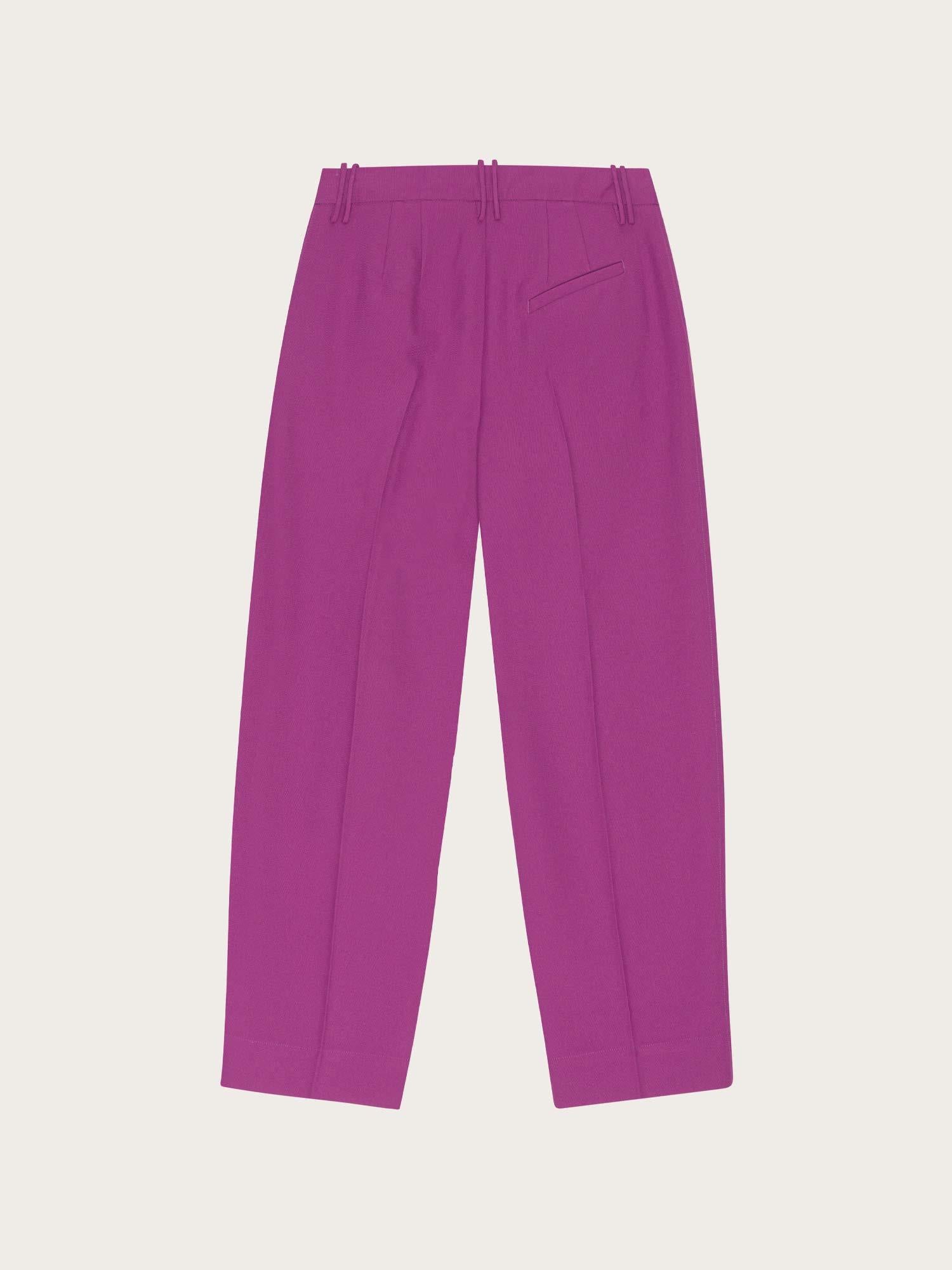 F7998 Summer Suiting Relaxed Pleated Pants - Purple Wine