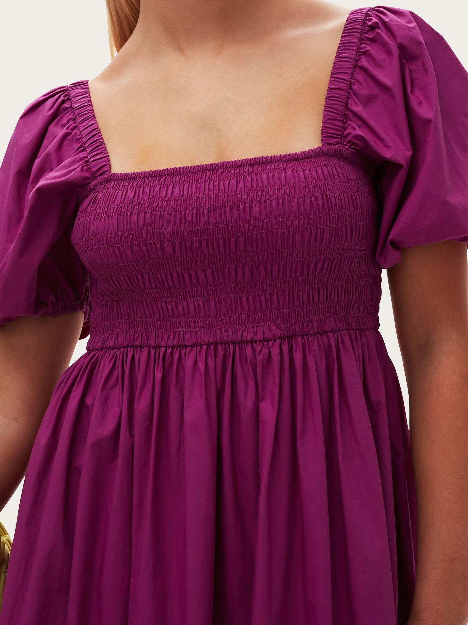 F8186 Cotton Poplin Smock Maxi Dress - Purple Wine