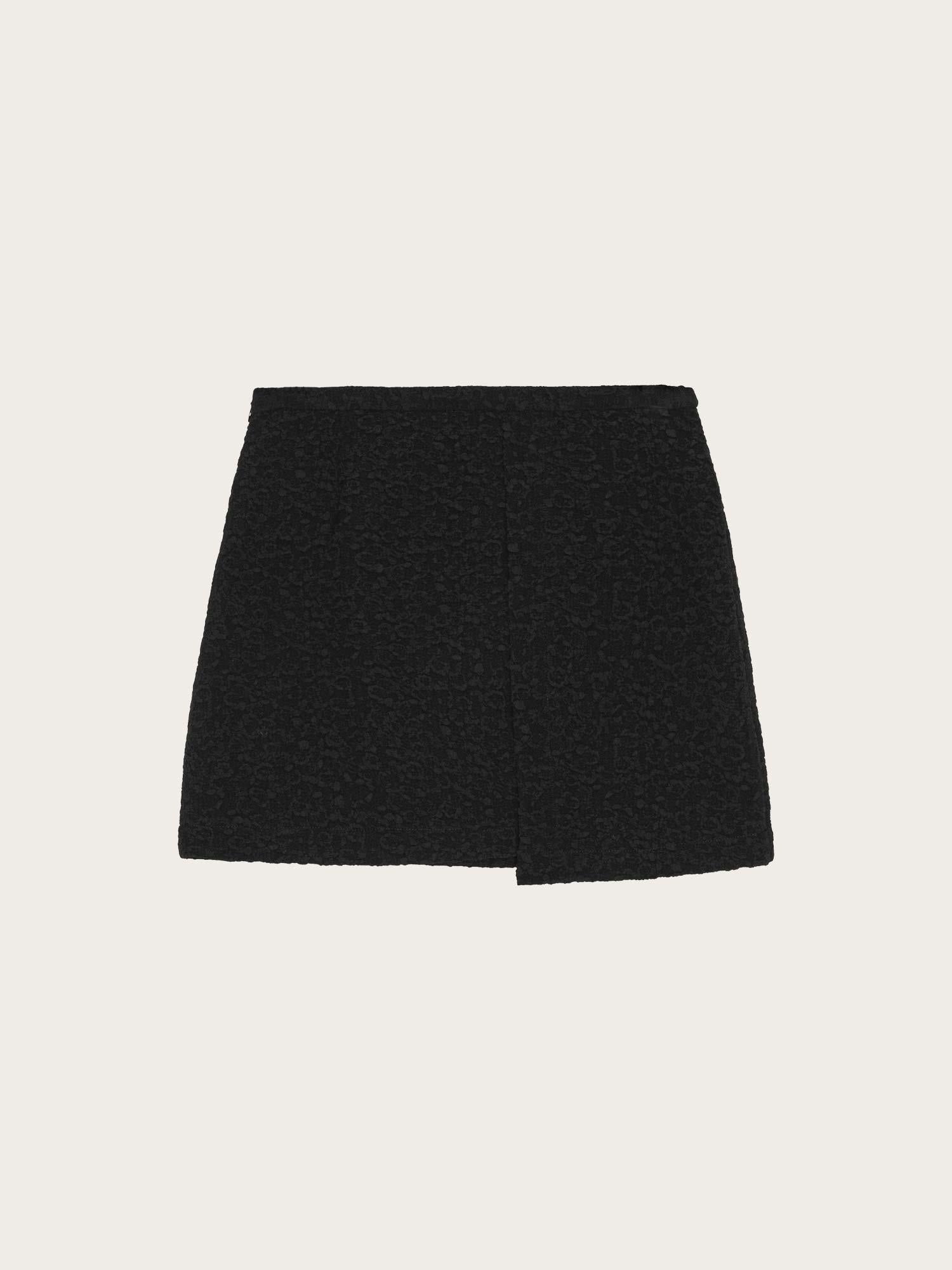 F9038 Textured Suiting Mini Skirt - Black