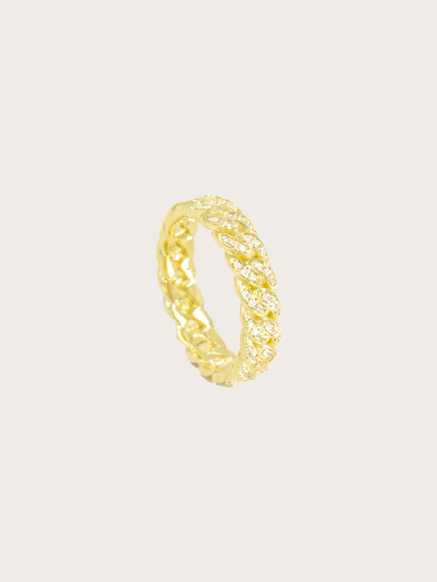 Cuban Diamond Ring Gold
