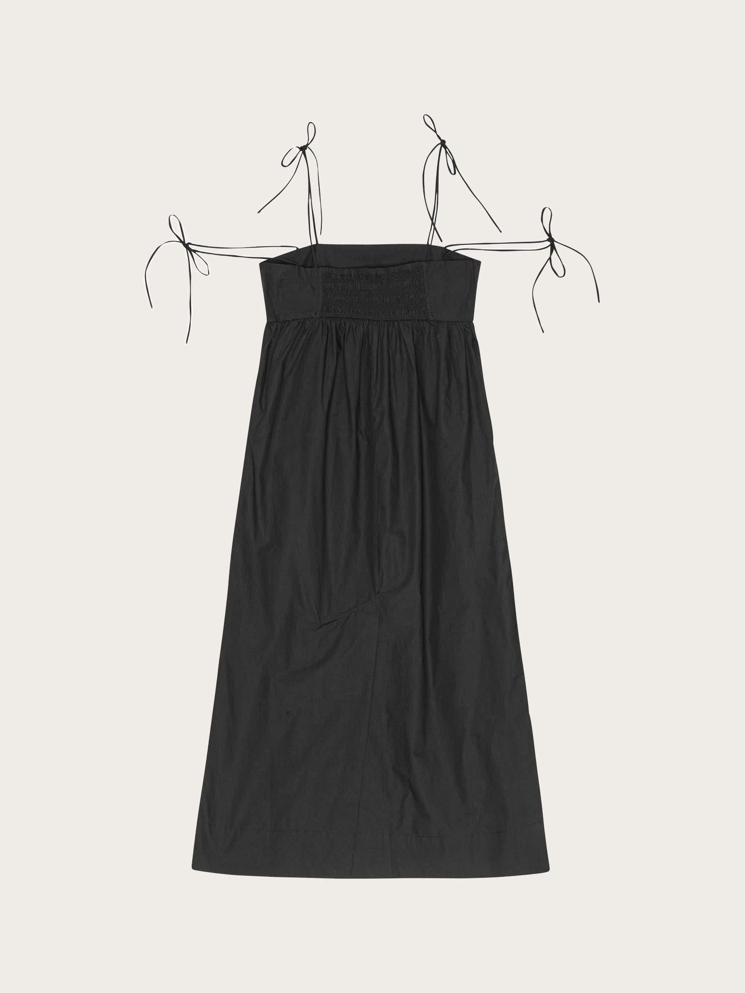 F9130 Cotton Poplin String Midi Dress - Black