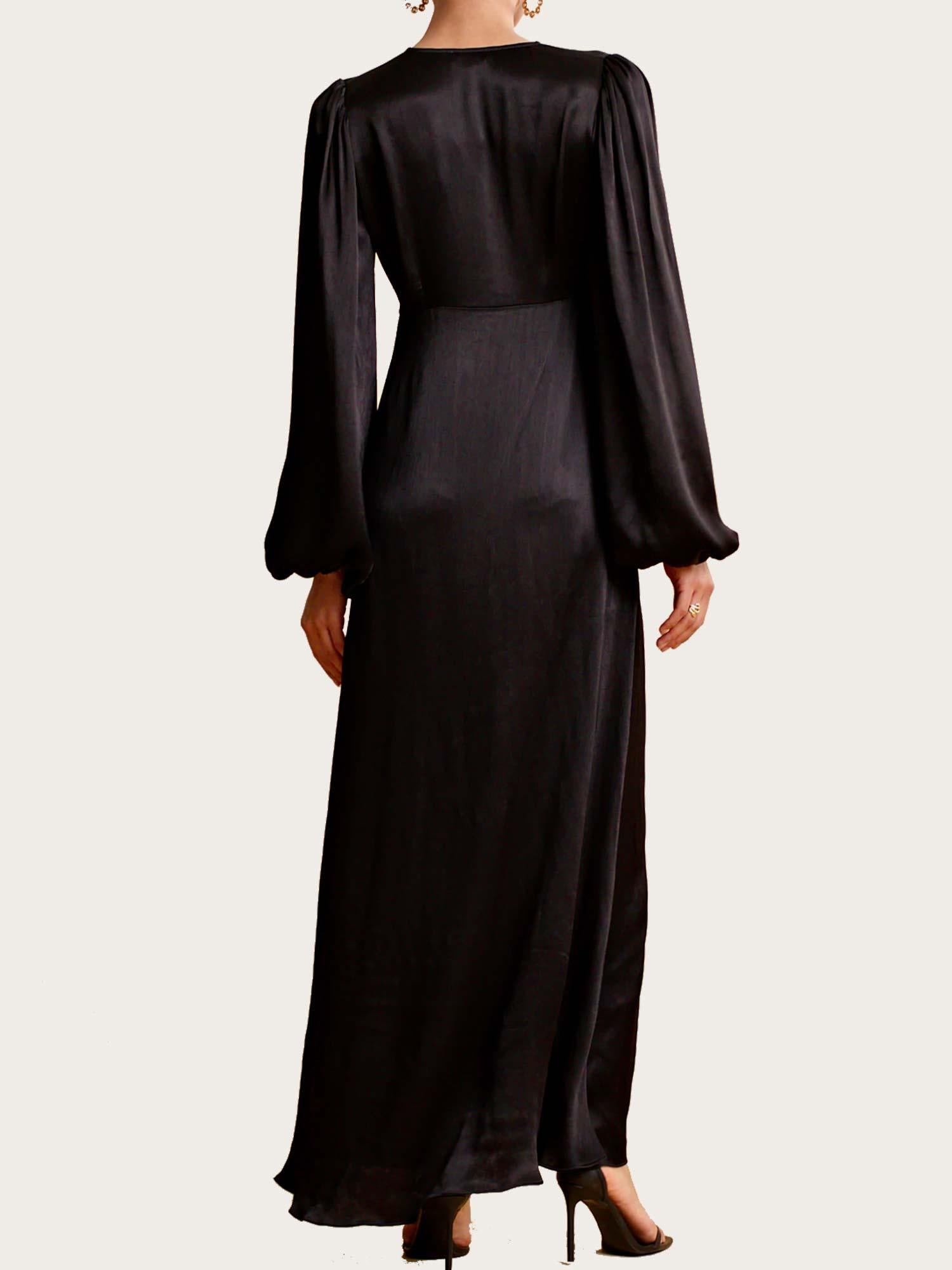 Crépe Satin Maxi Dress - Black