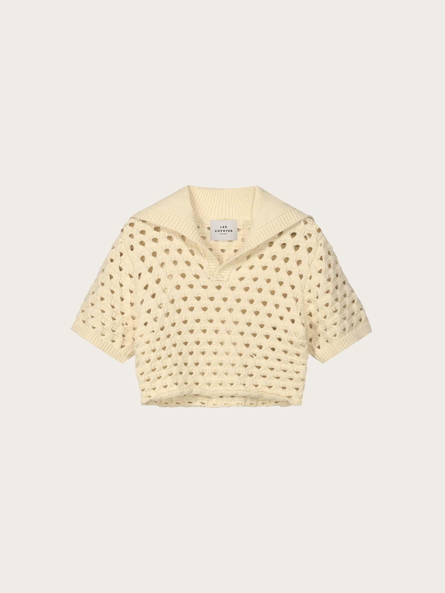 Knitted Short Sleeve Polo - Eggshell