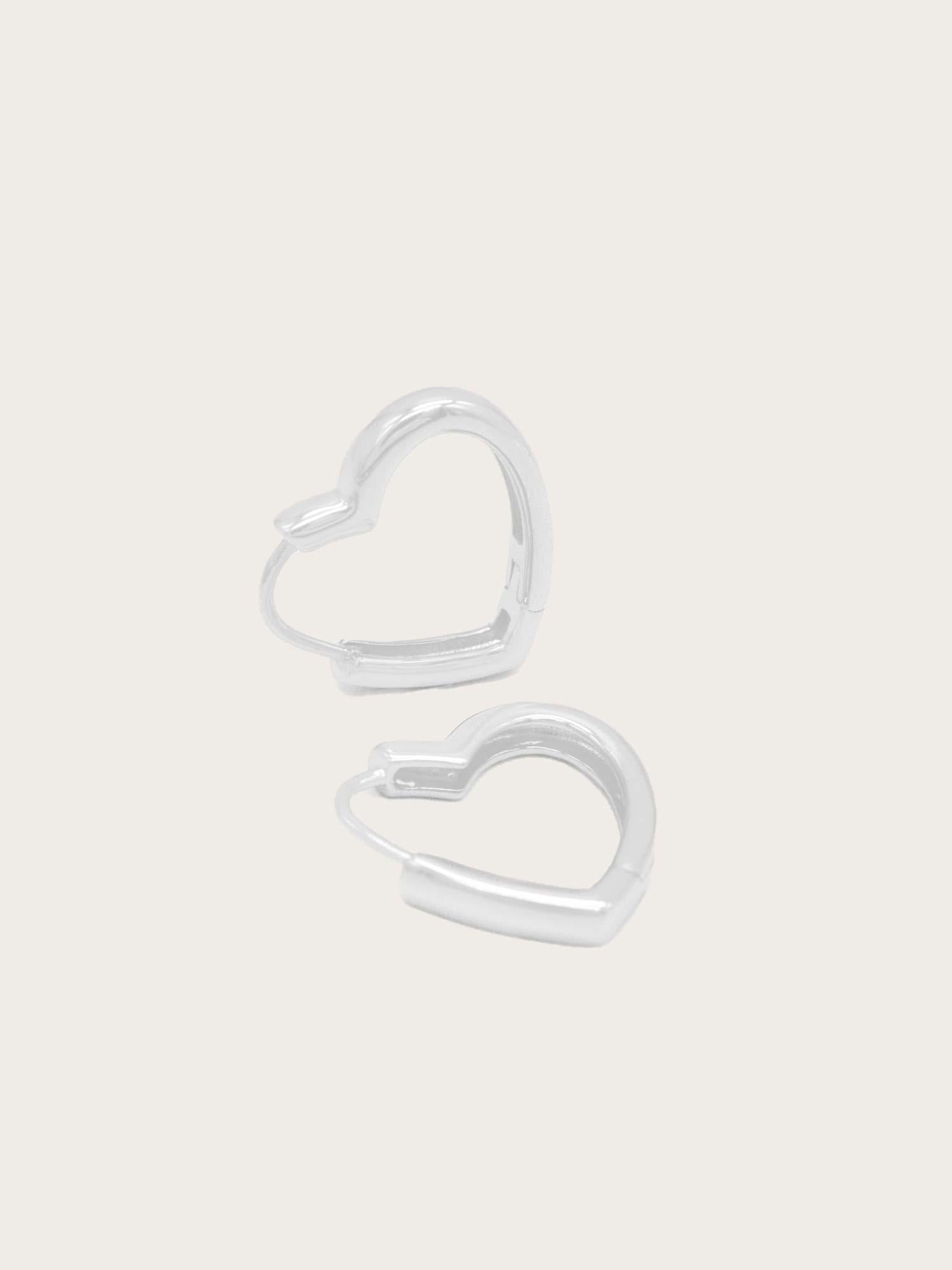 Simple Heart Earrings - Silver