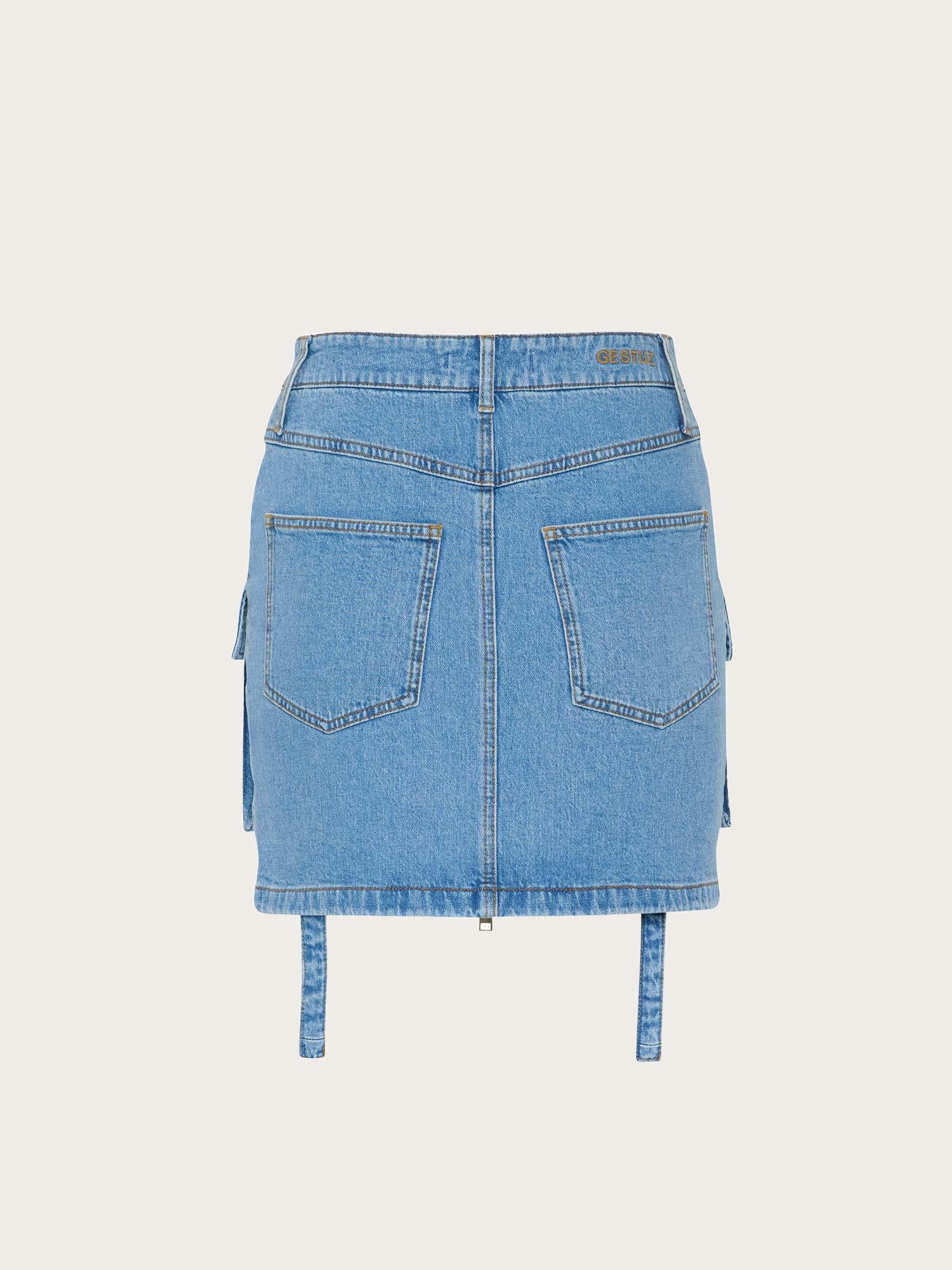 Zoy Cargo Skirt - Mid Blue Washed