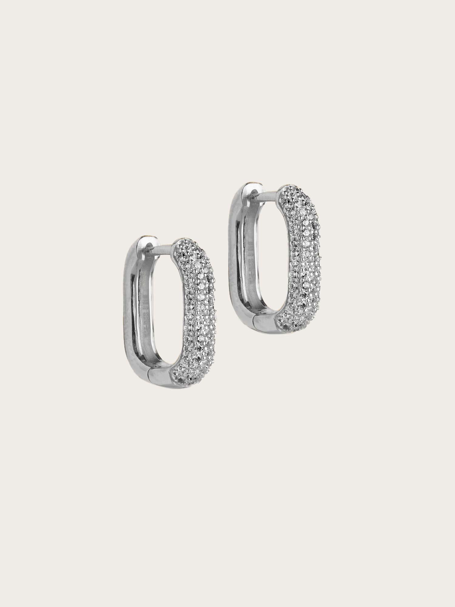 Hoops Sparkling Square 15mm - Silver