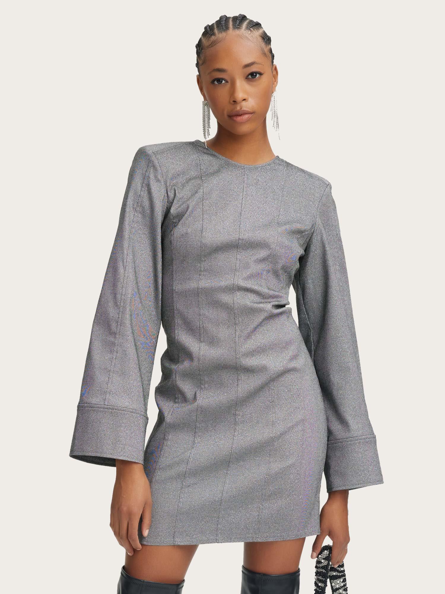 Yaira Short Dress - Grey Twill Glitter