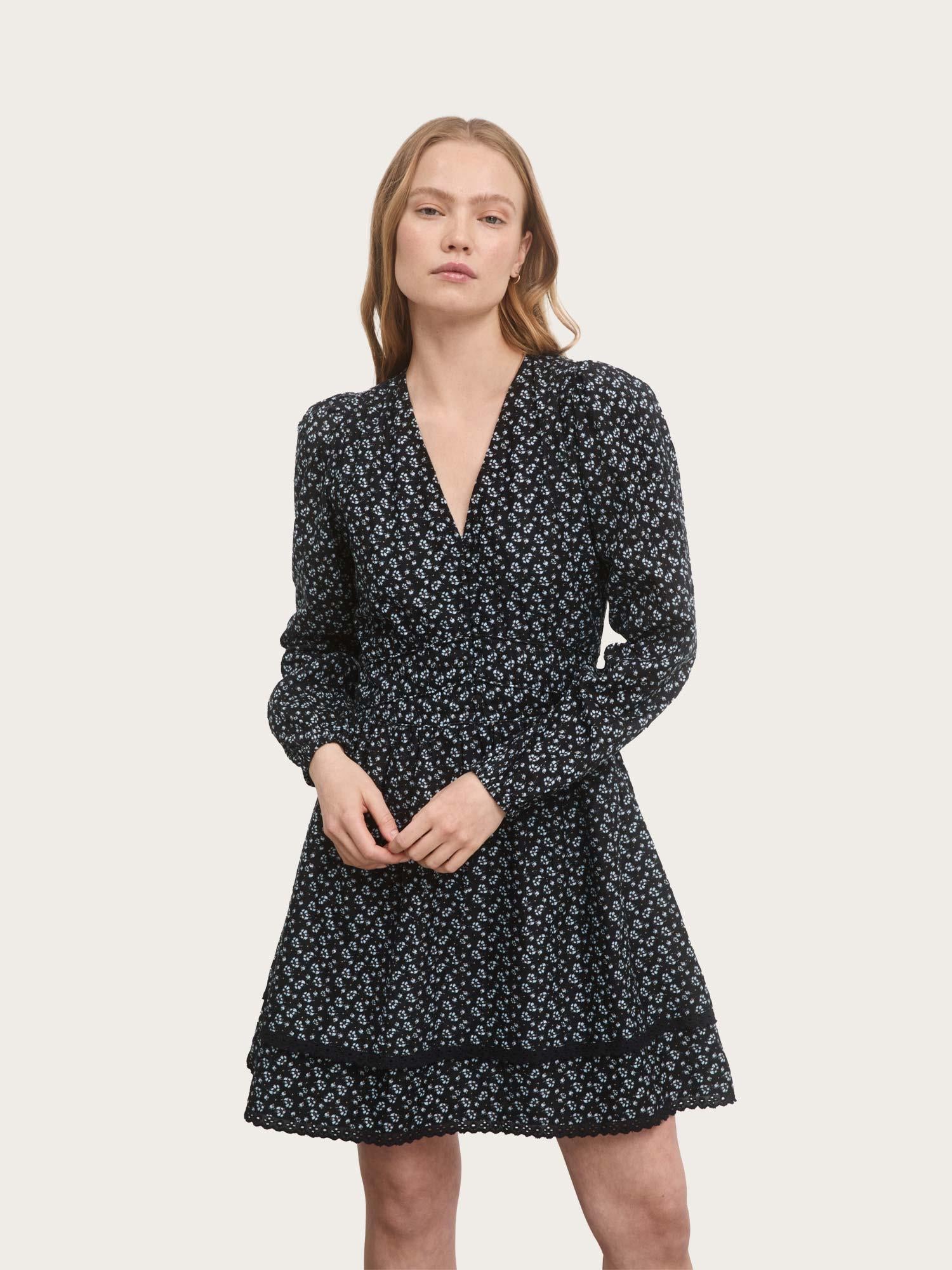 Lea Dress - Black Lupin Print