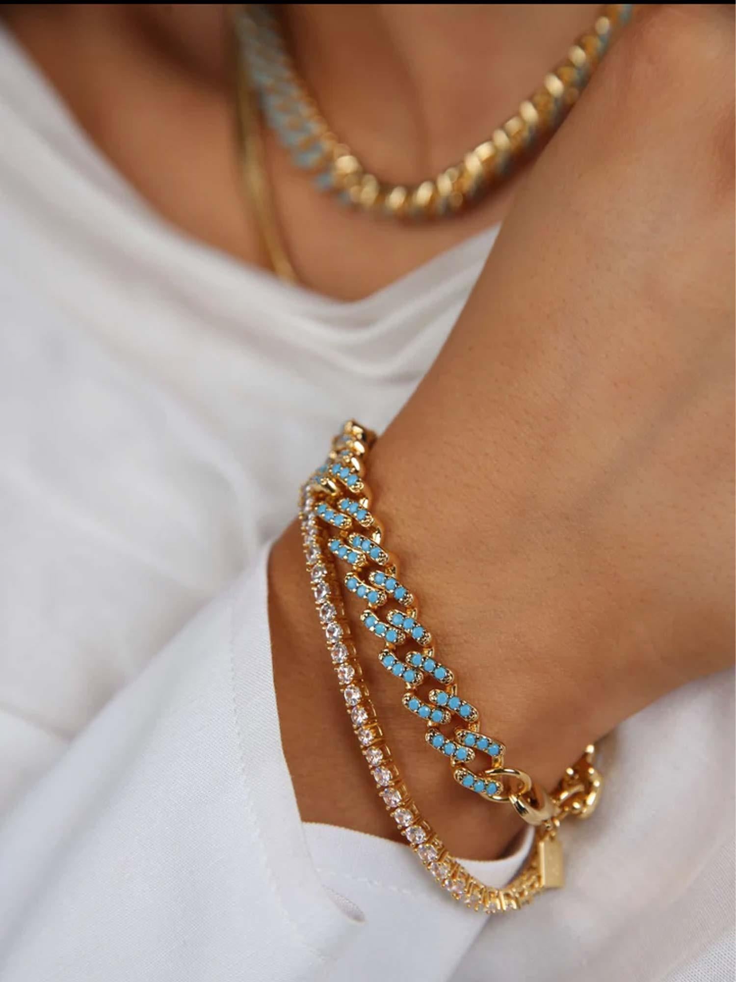 Mexican Chain Bracelet - Mykonos Blue
