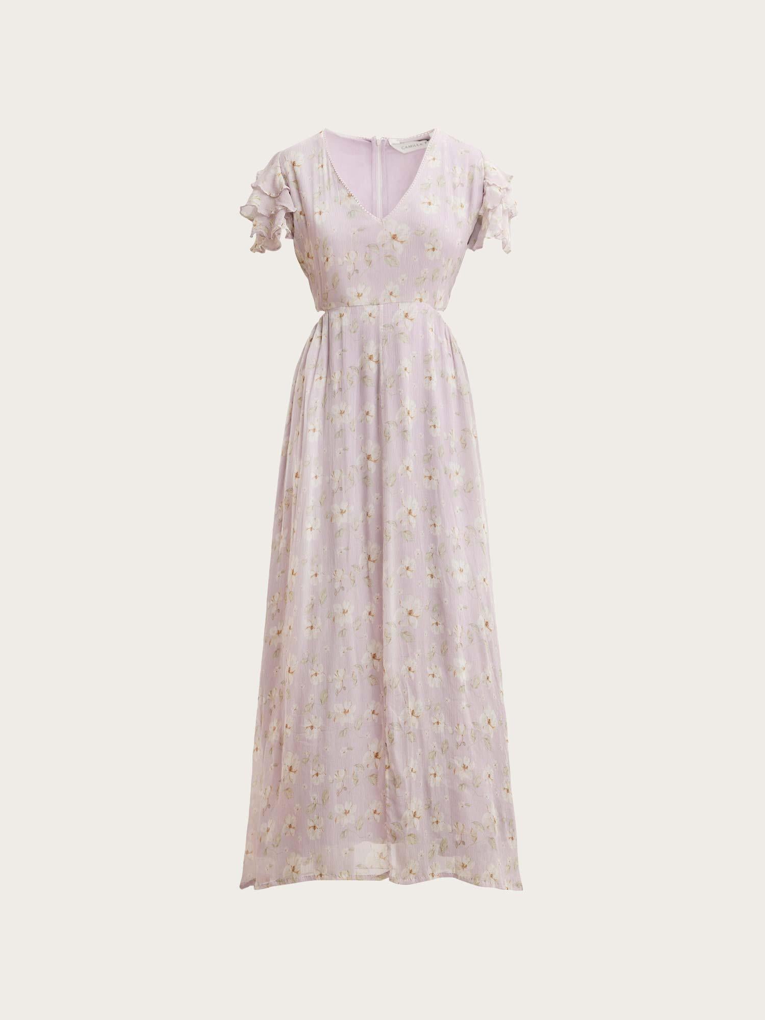 Elise Dress - Lavender Peony Print