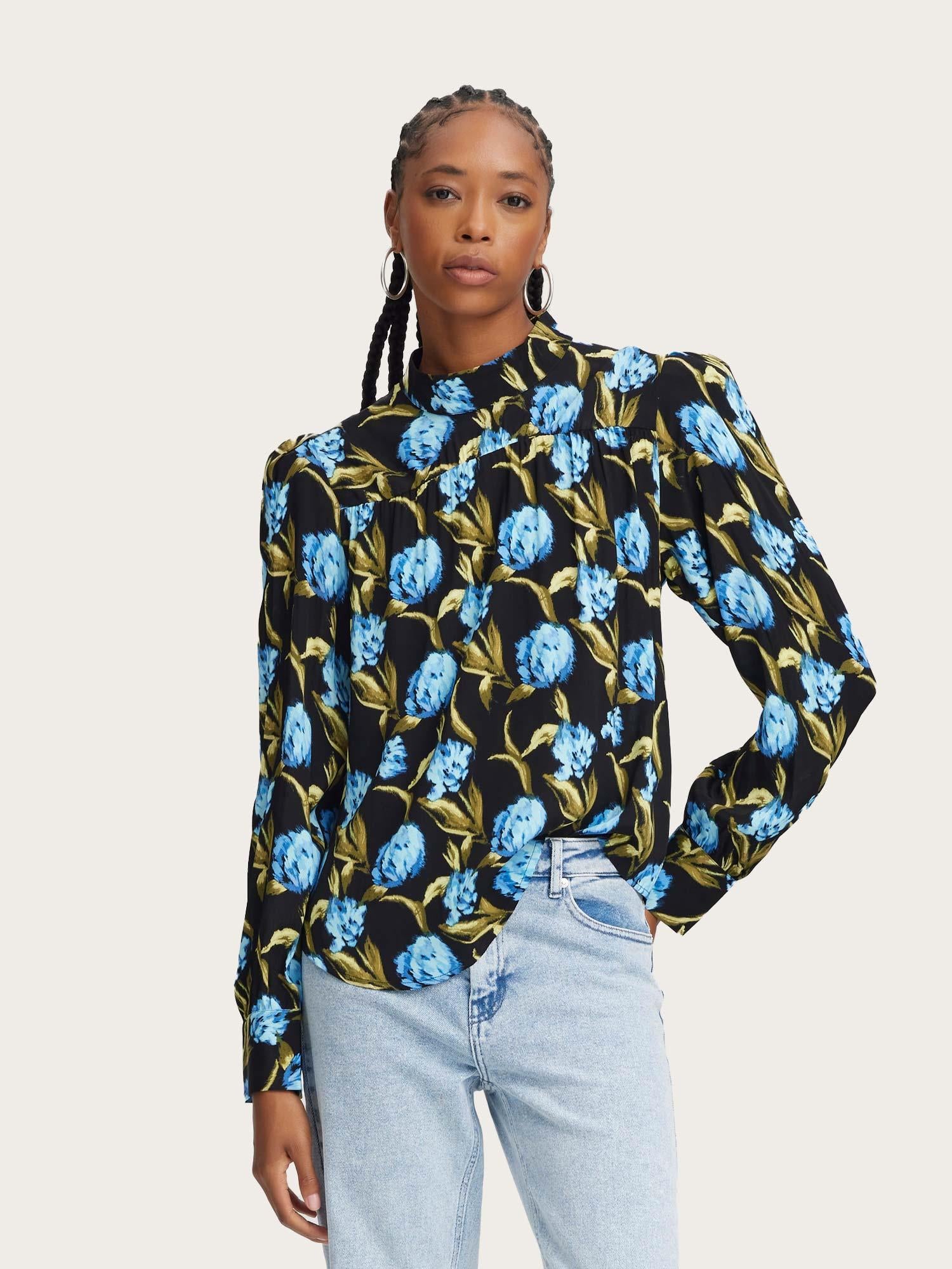 Pia P Blouse - Flower Army Blue