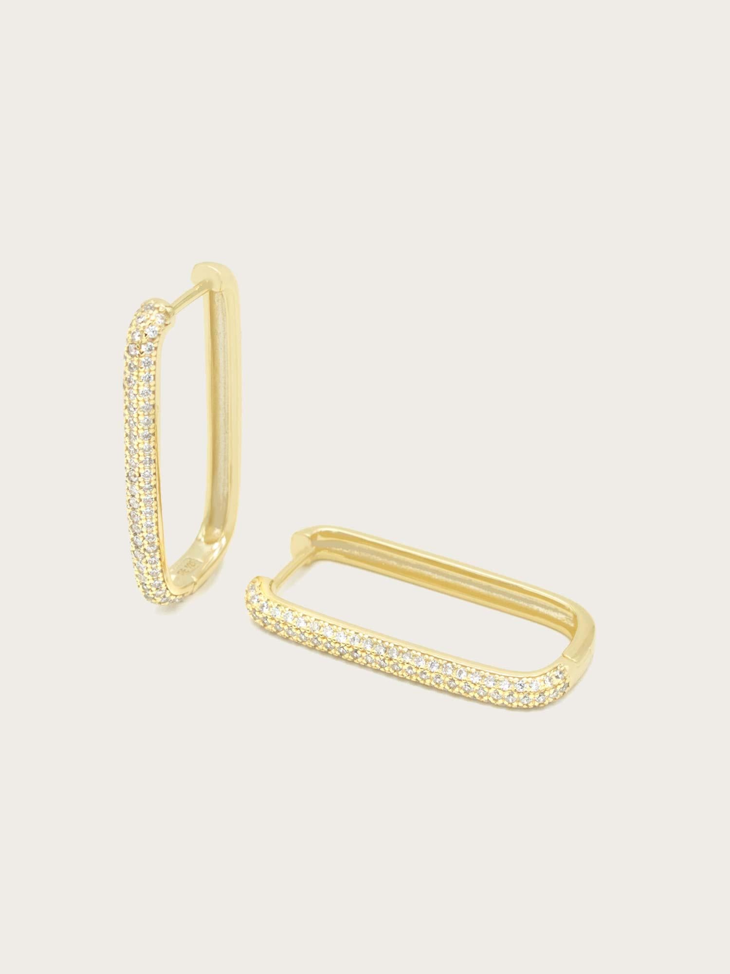 Diamond Edge Hoops - Gold