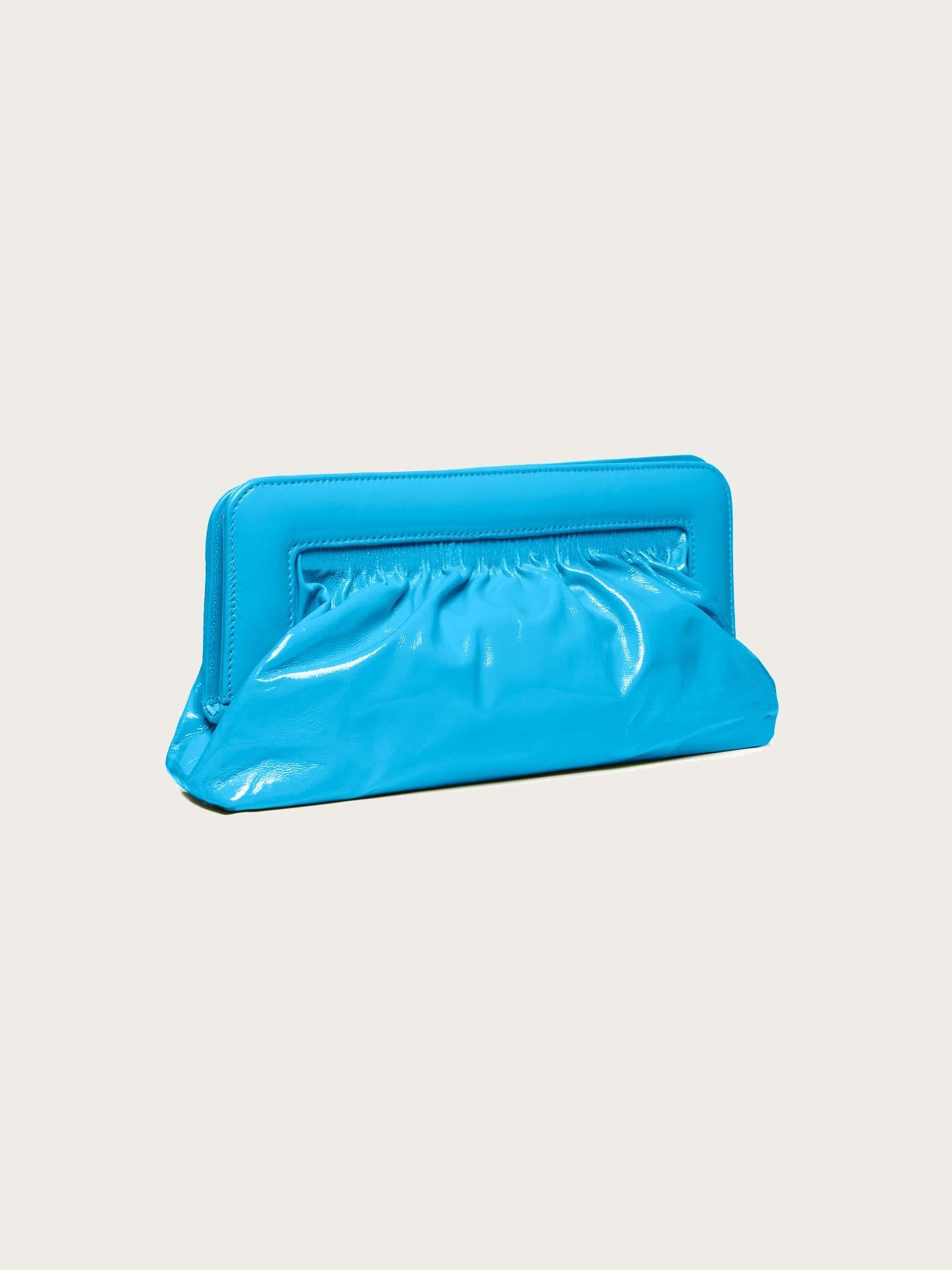 Velda Midi Patent Clutch - Malibu Blue