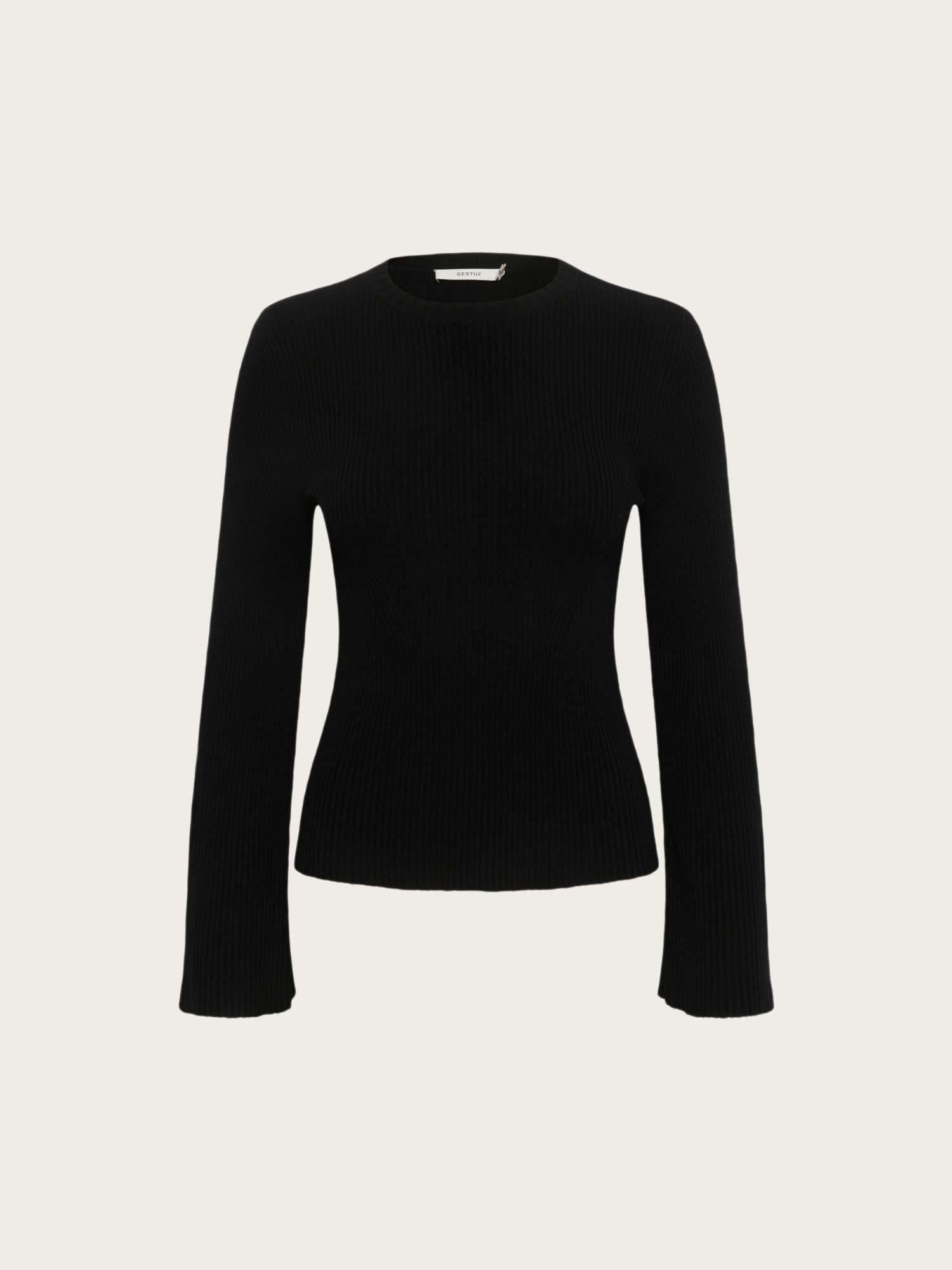 Antali Peplum Wool Pullover - Black