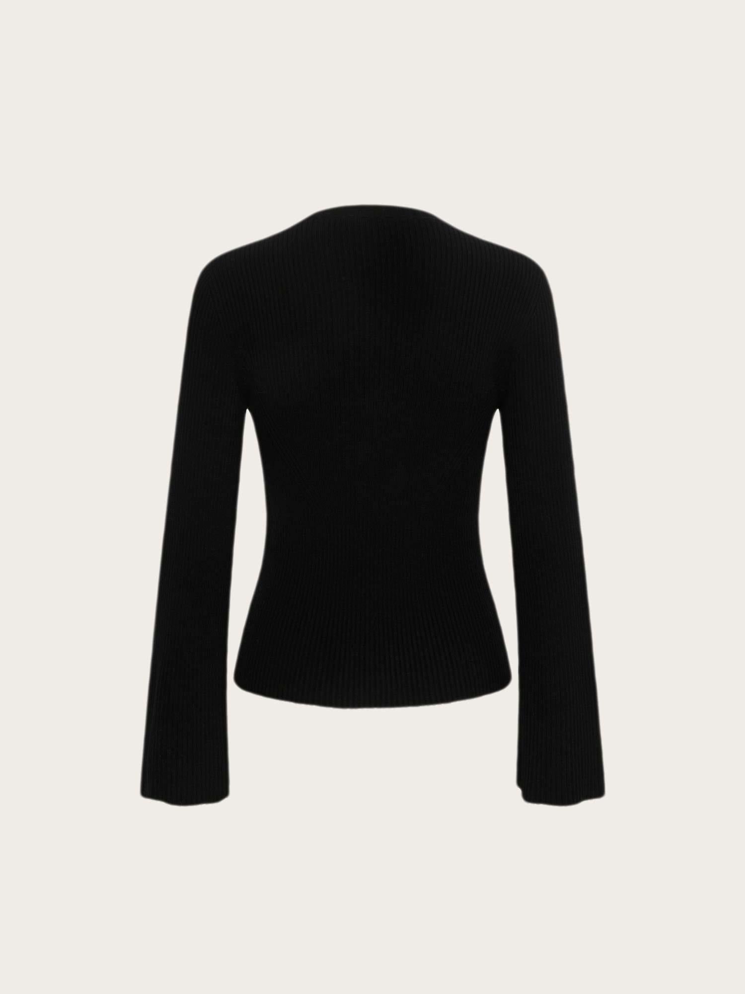 Antali Peplum Wool Pullover - Black