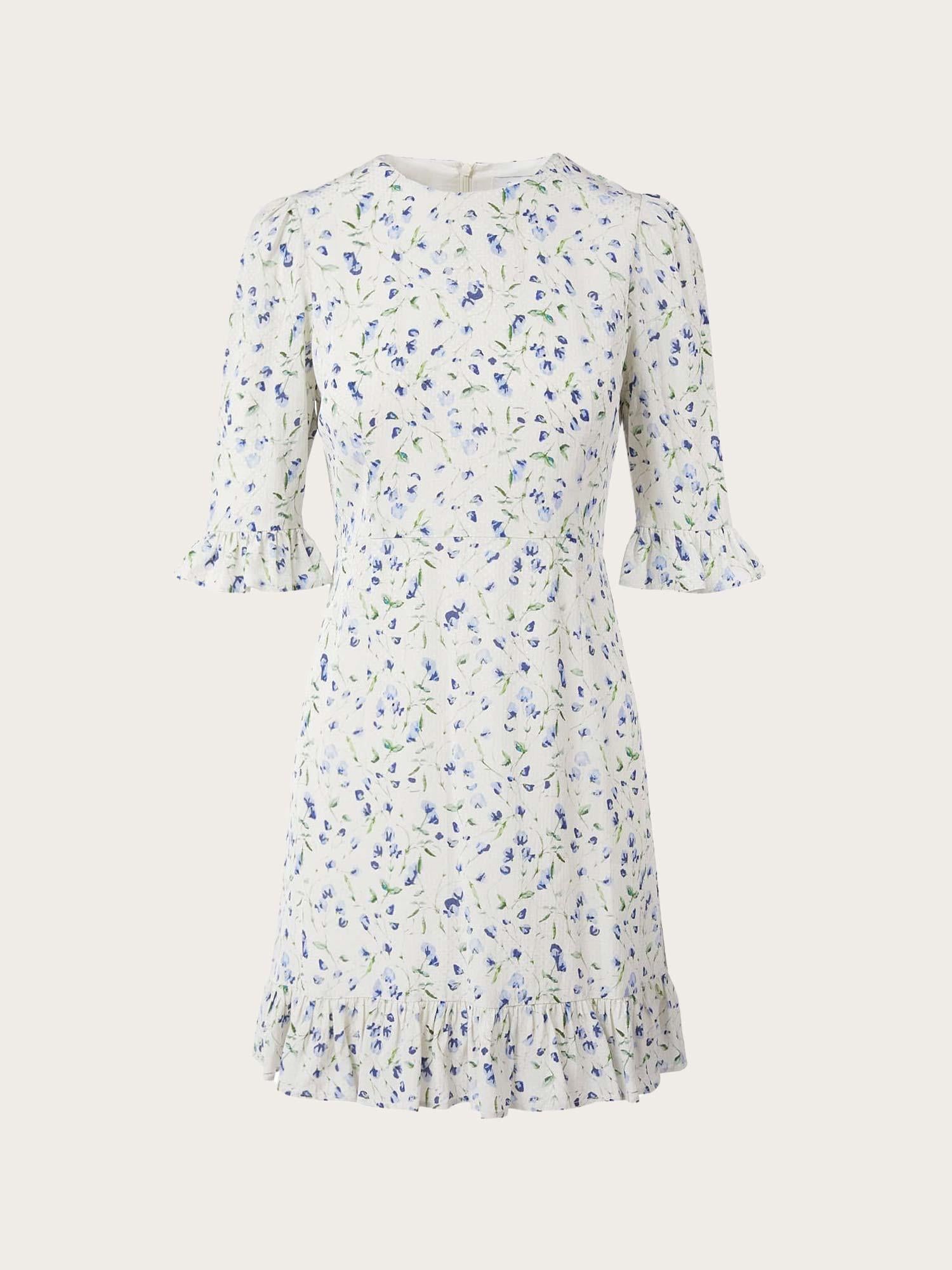 Annabella Dress - Blue Branch Print