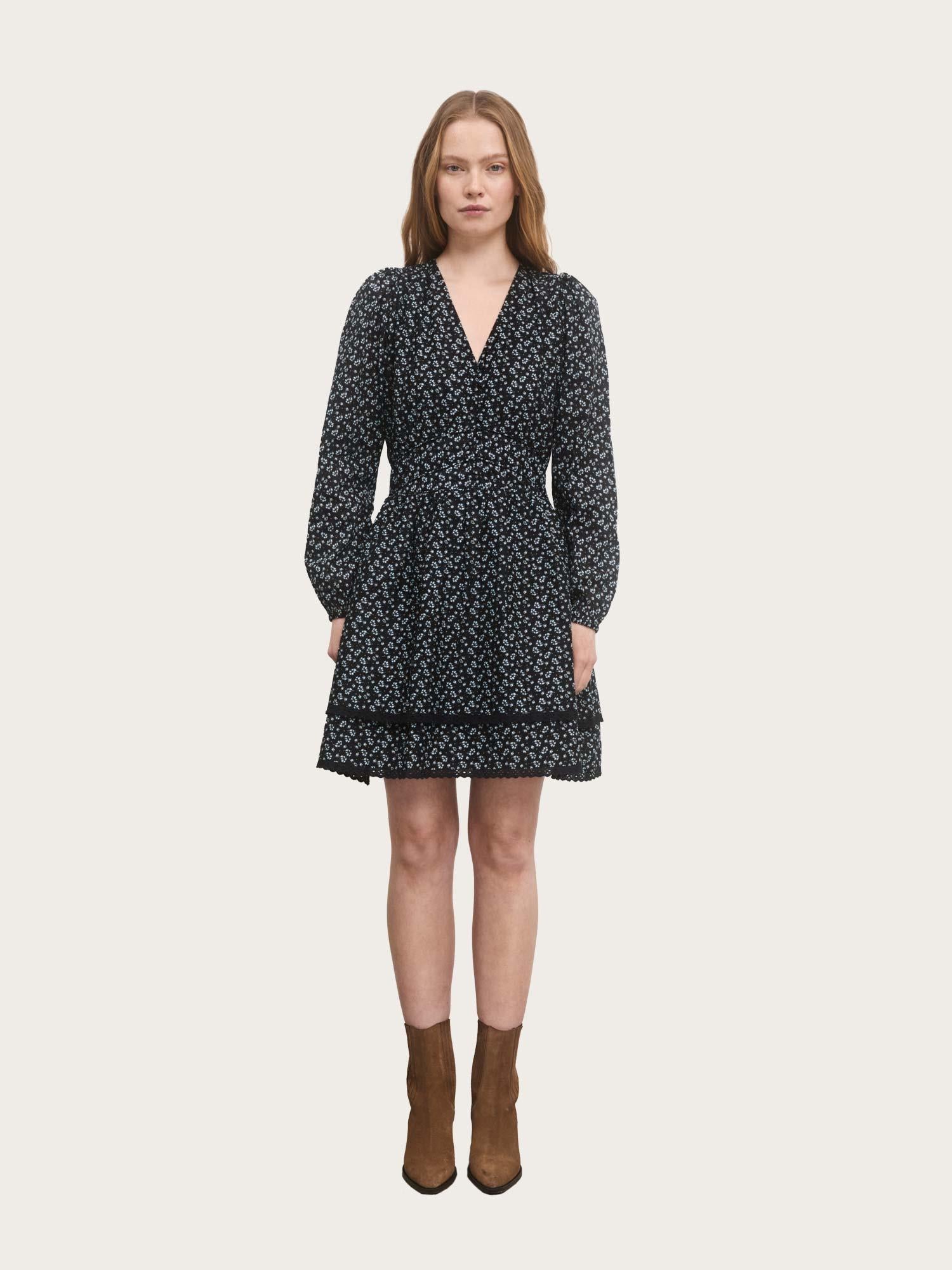 Lea Dress - Black Lupin Print