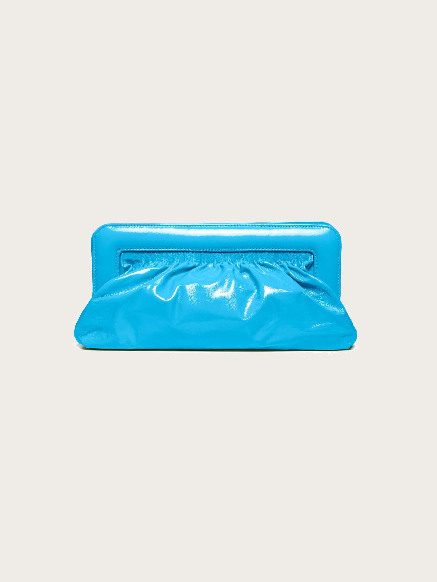 Velda Midi Patent Clutch - Malibu Blue