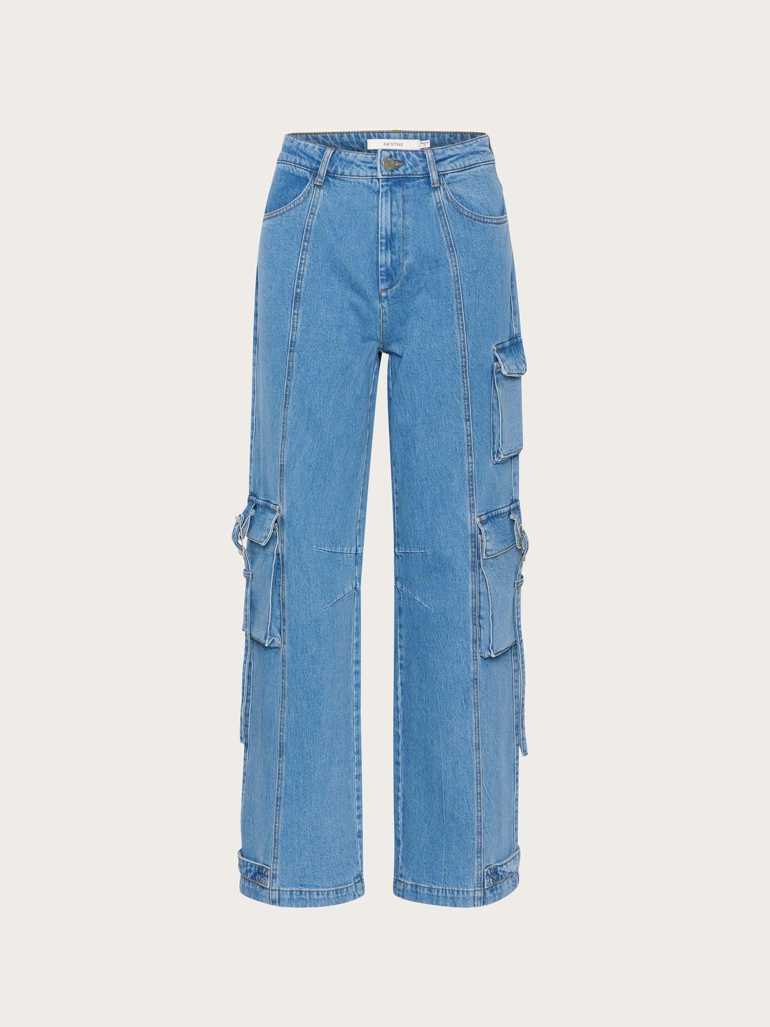 Zoy Cargo Pants - Mid Blue Washed