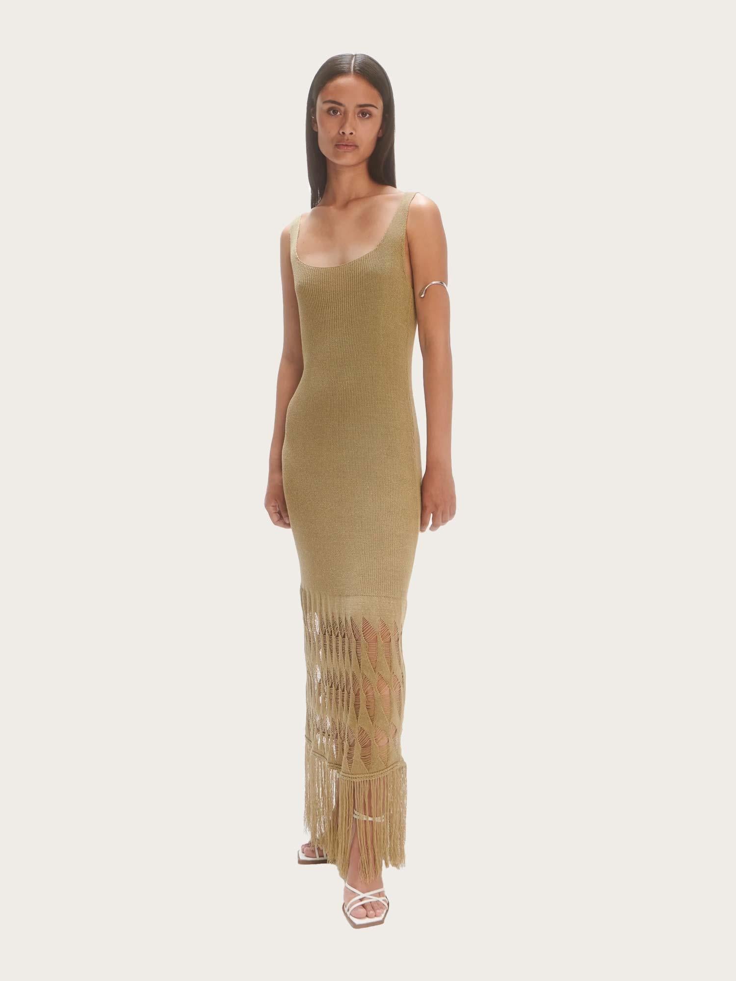 Knitted Long Dress - Weeping Willow Green