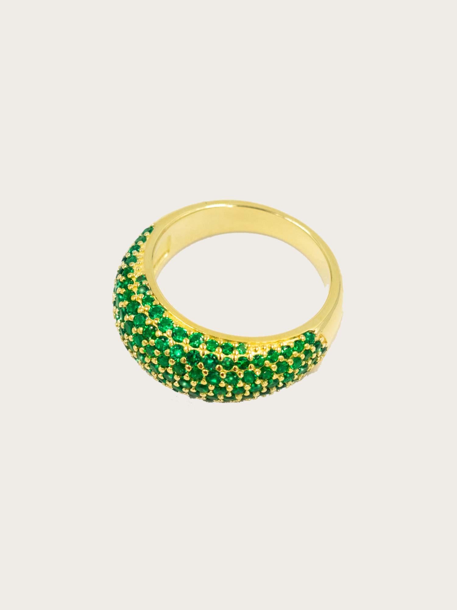 Diamond Dome Ring - Green