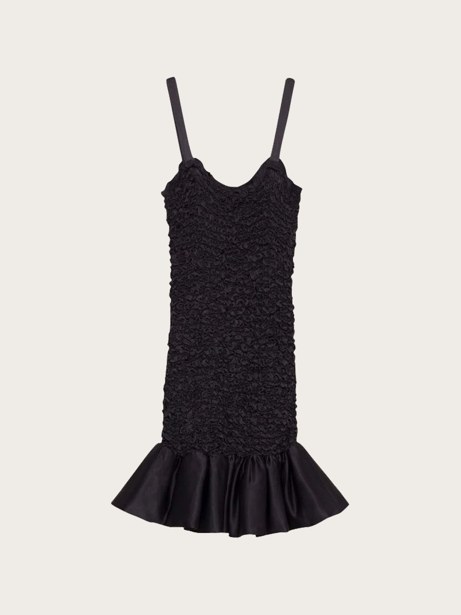 Crépe Satin Strap Dress - Black