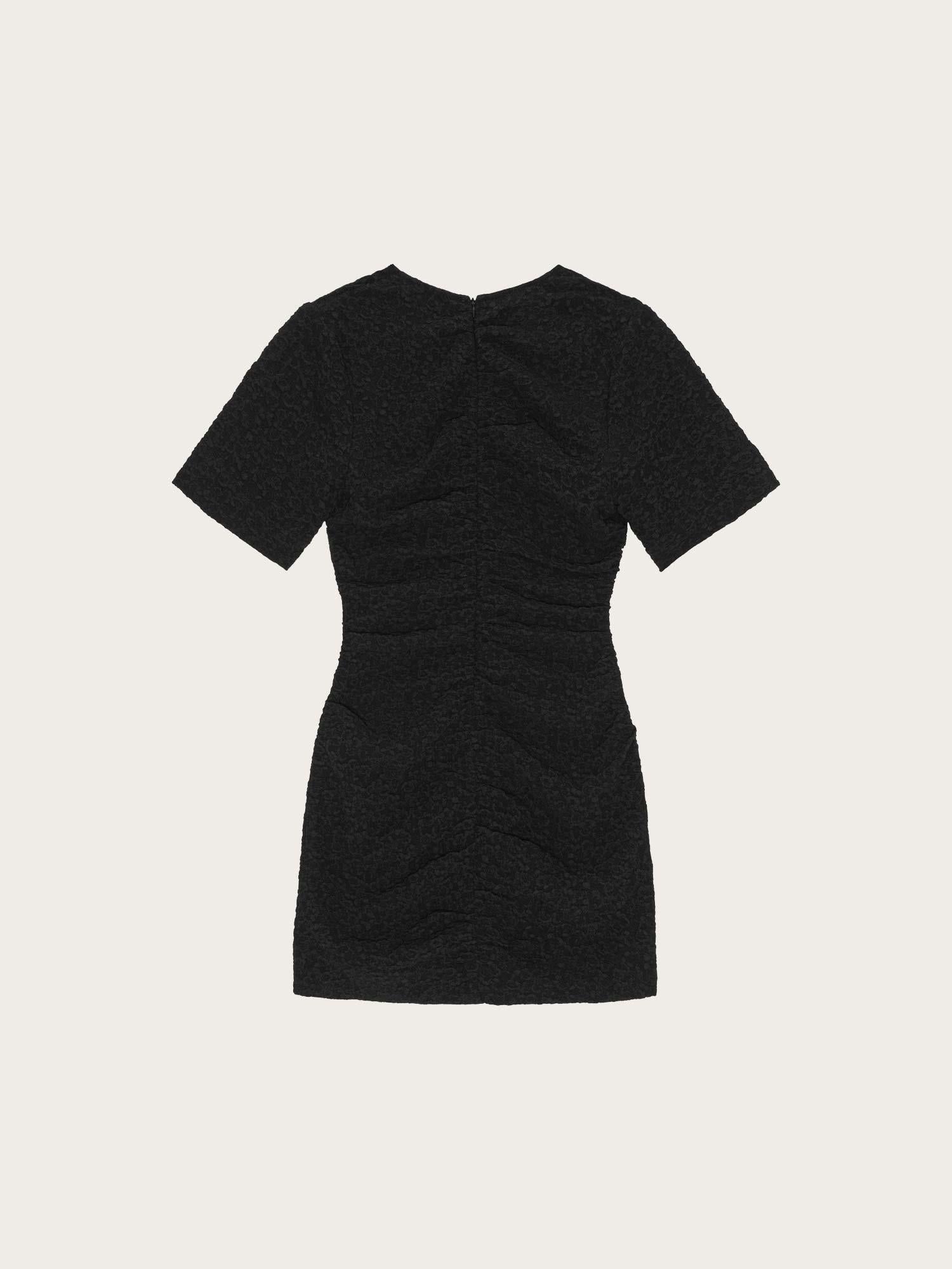 F9039 Textured Suiting Mini Dress - Black