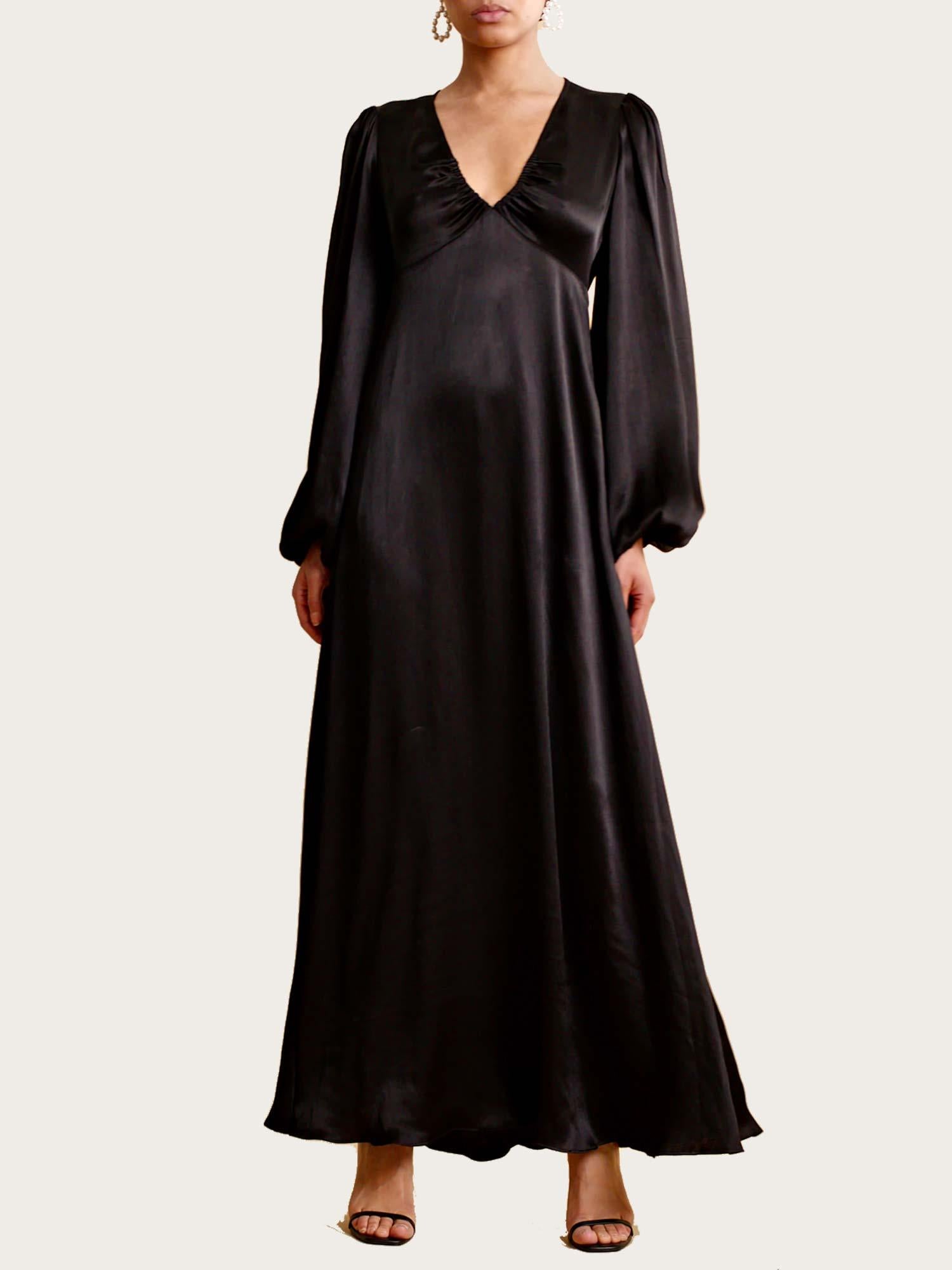 Crépe Satin Maxi Dress - Black