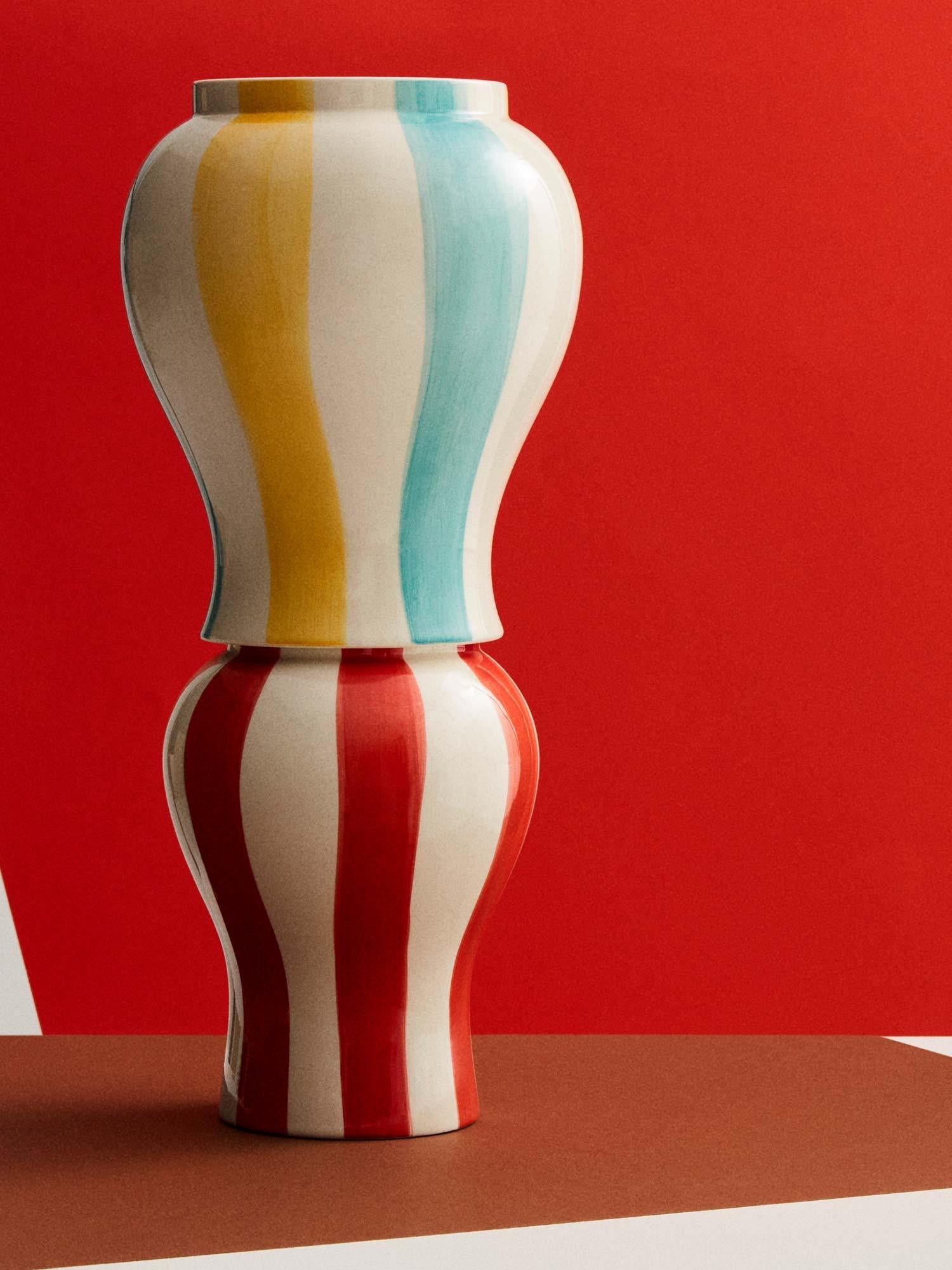 Sobremesa Stripe Vase Small - Red