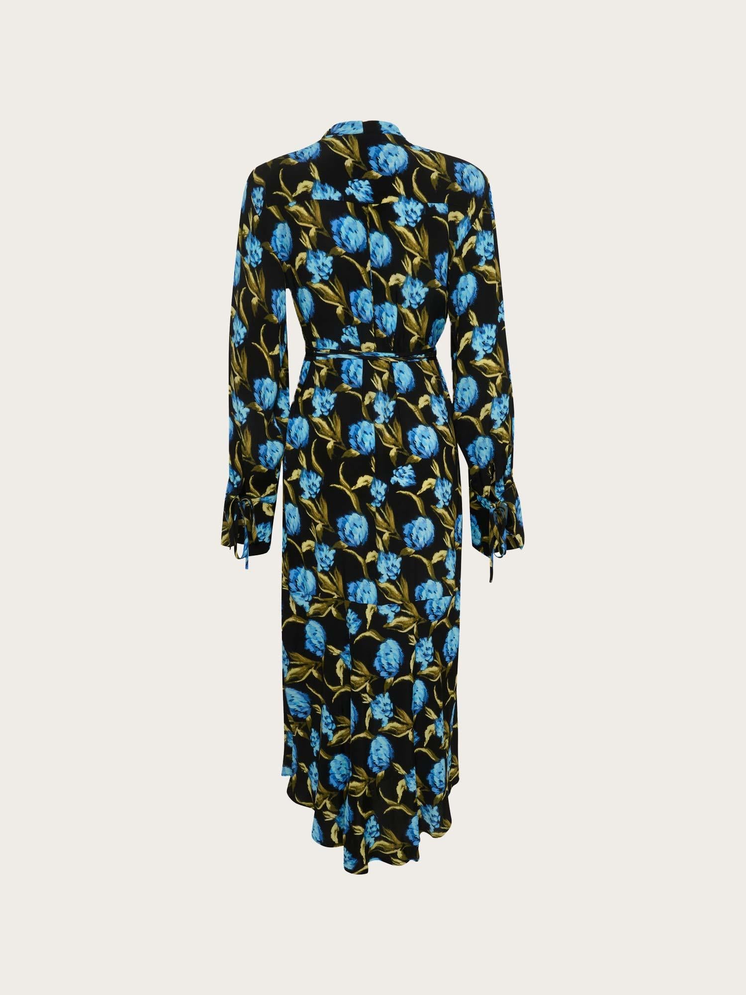 Pia Midi Dress - Flower Army Blue