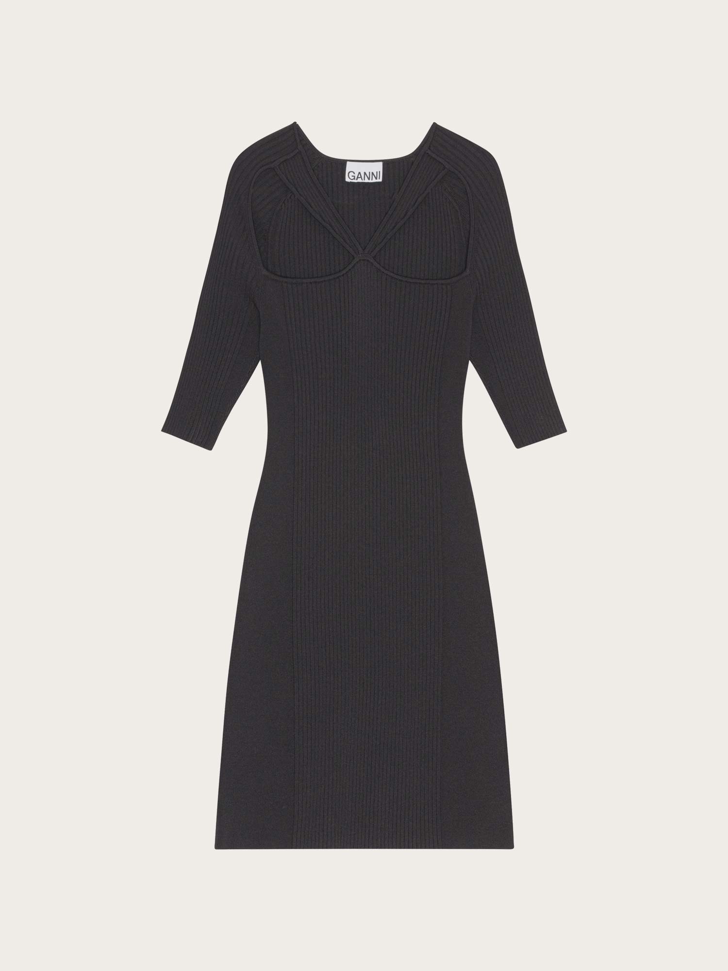 K1876 Melange Cut Out Mini Dress - Black