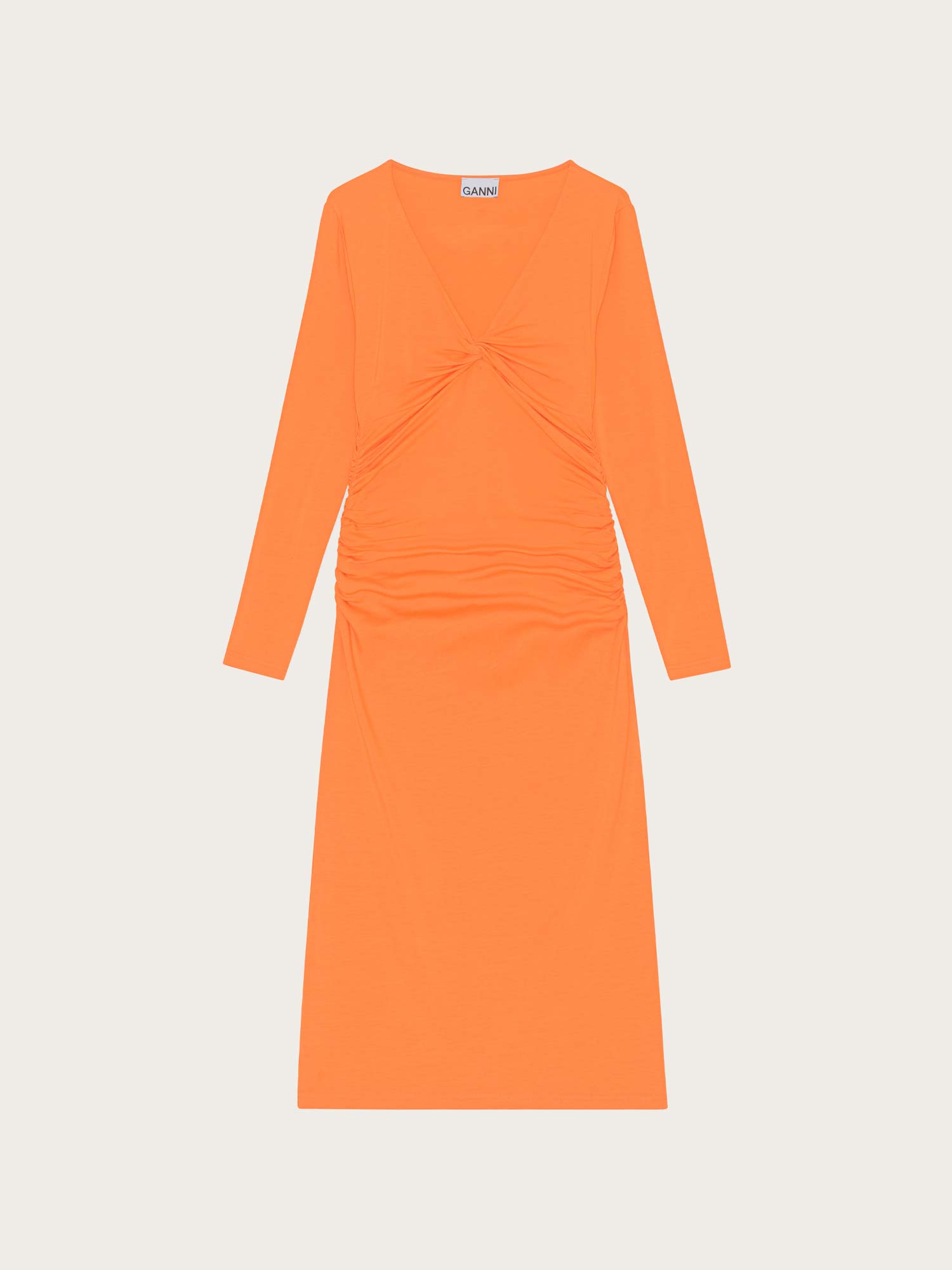 T3467 Light Stretch Jersey Midi Dress - Vibrant Orange