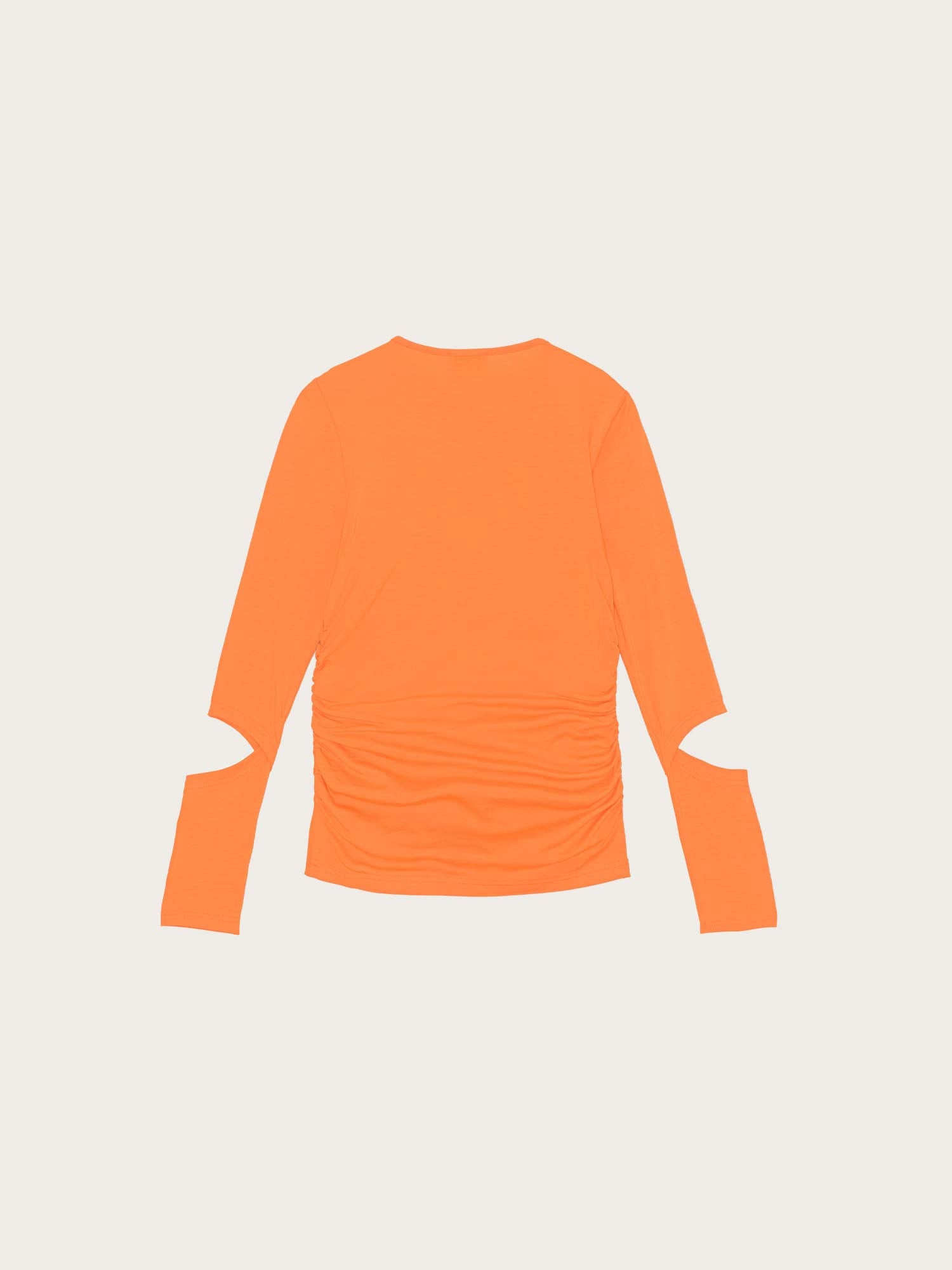 T3473 Light Stretch Jersey Cutout Blouse - Vibrant Orange